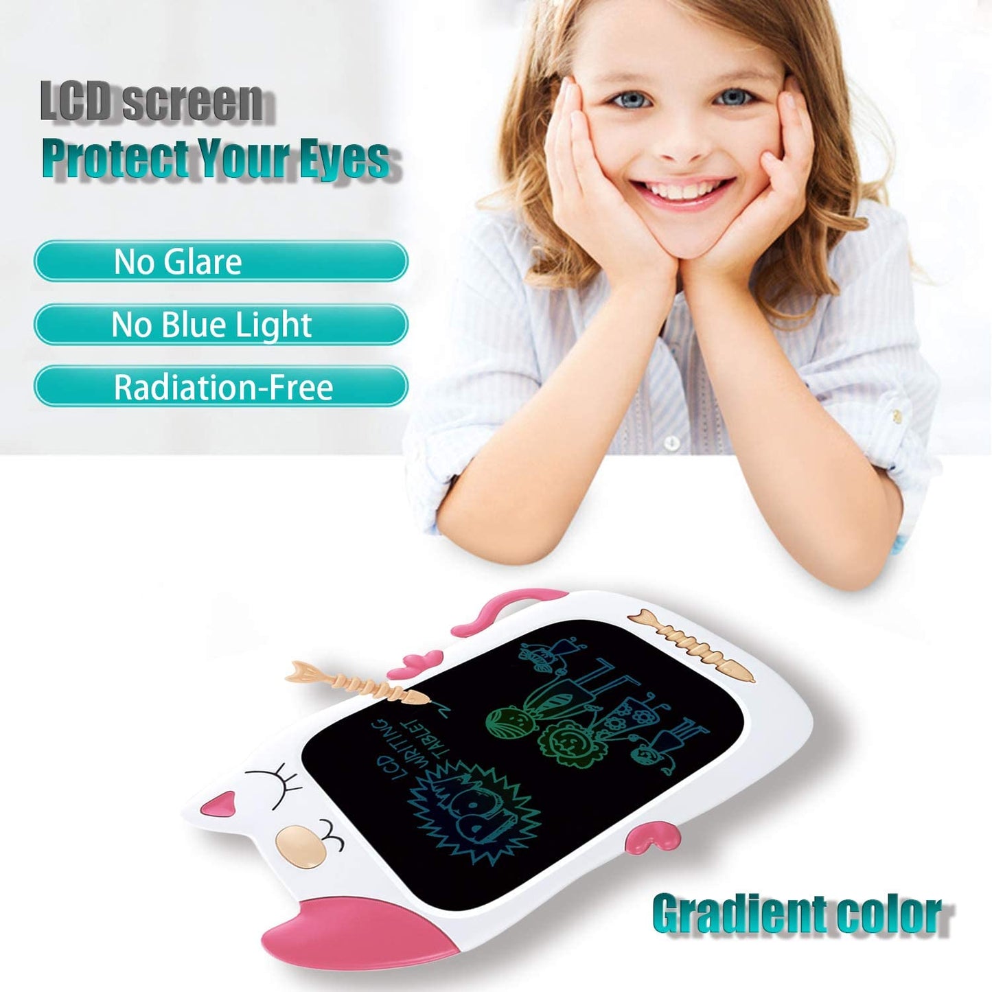 LCD Drawing Doodle Board, Toys for Girls 3-6 Years, Educational Learning Toys for Girls 4 5 6 7 8 Year Old, 8.5 inch