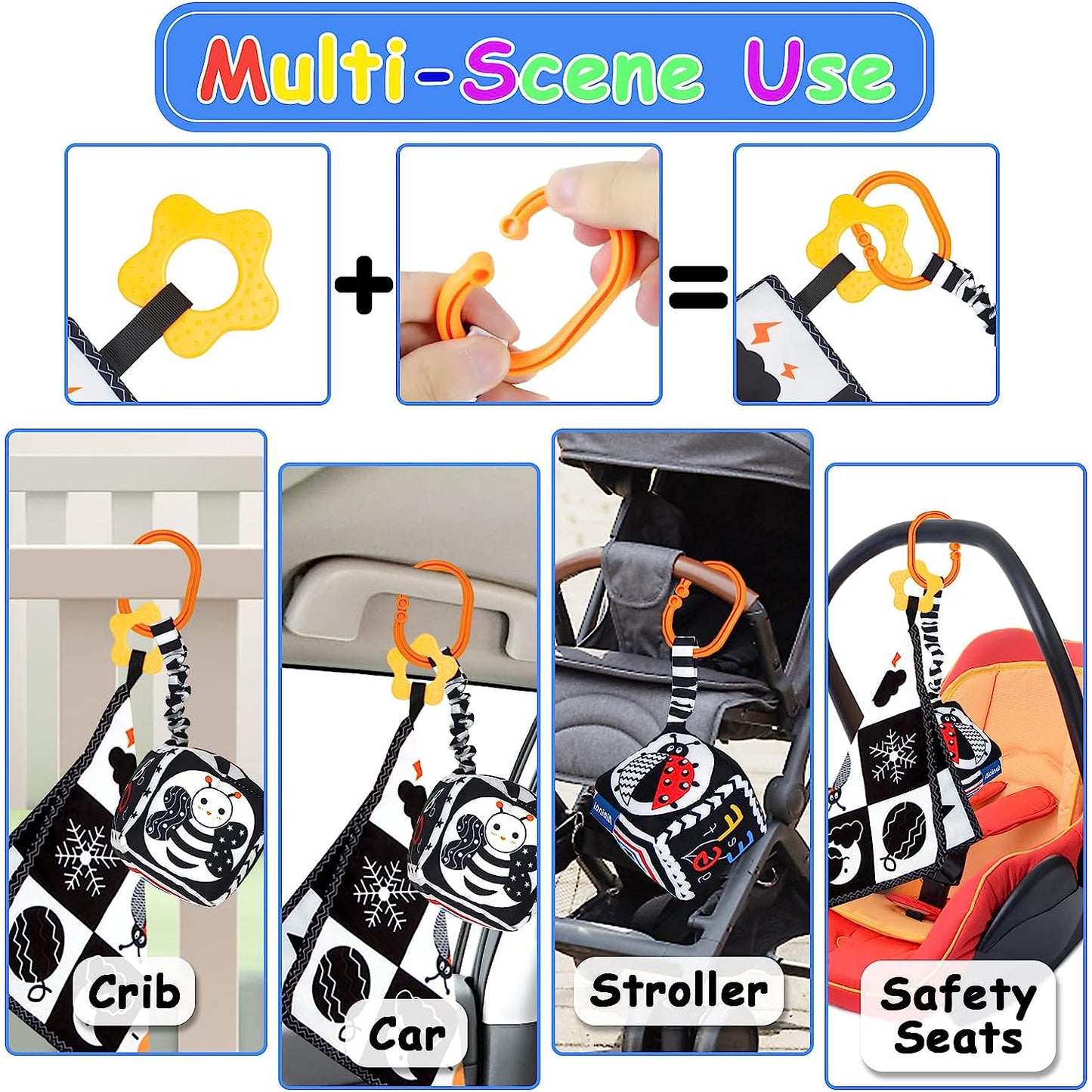 Black and White High Contrast Baby Toys 0-3 Months for Newborns, Montessori Learning Toys for 1 Years Old, Babies Sensory Soft Book for Early Education, Infant Tummy Time Toys 0-6-9 Months Baby Gifts