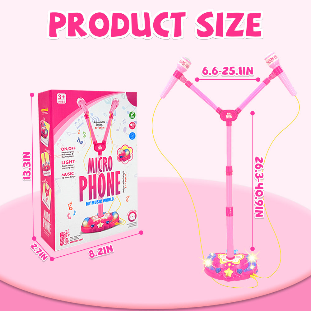Kids Microphone Toys for Girls 3-6 Years, Karaoke Musical Instrument Toy, Standing Microphone Gift