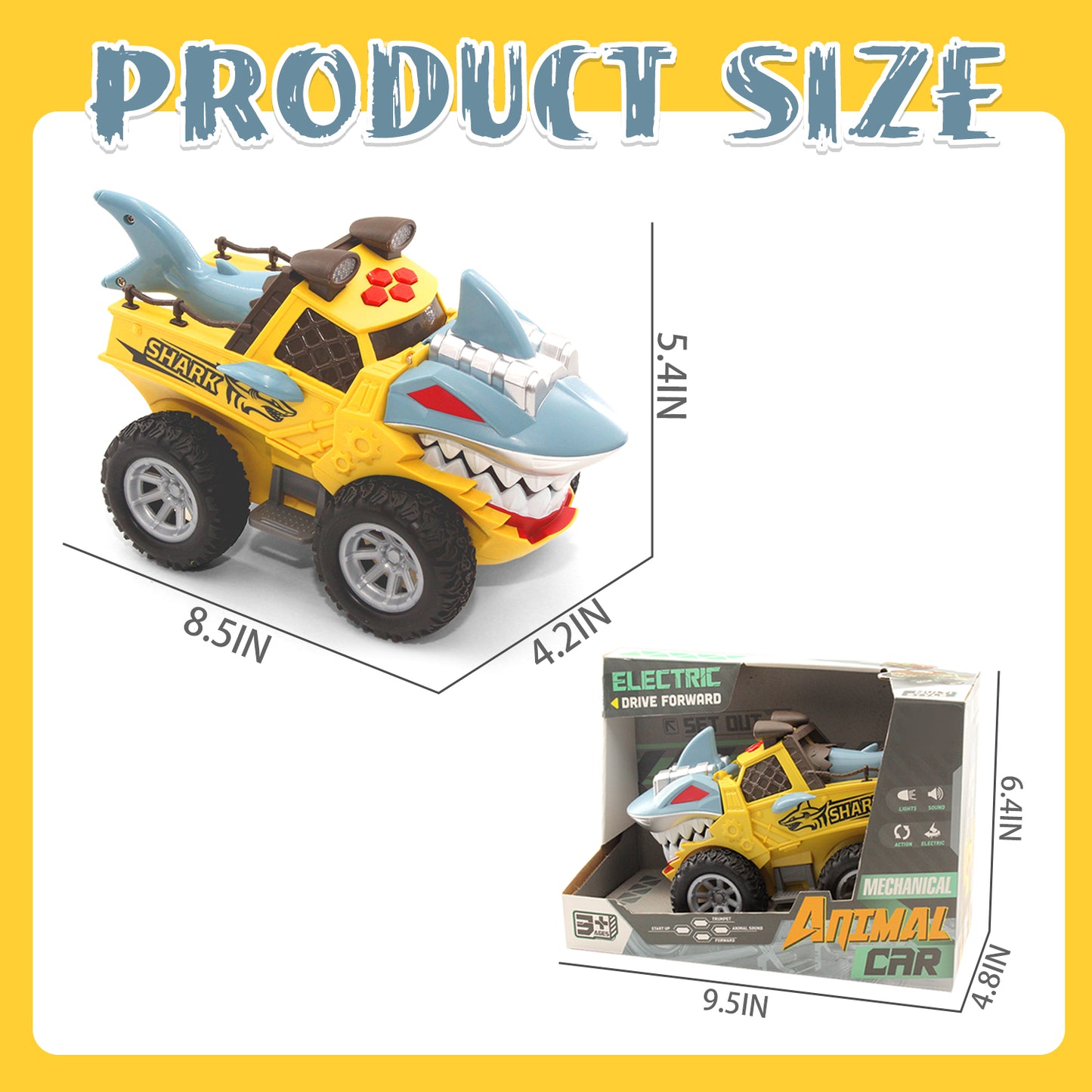 Shark Truck Toy, Car Toys for Boy 3-6 Years, Lights Up Toy Truck for Toddler 2 3 4 5 6 Years Old, Birthday Gift for Kids