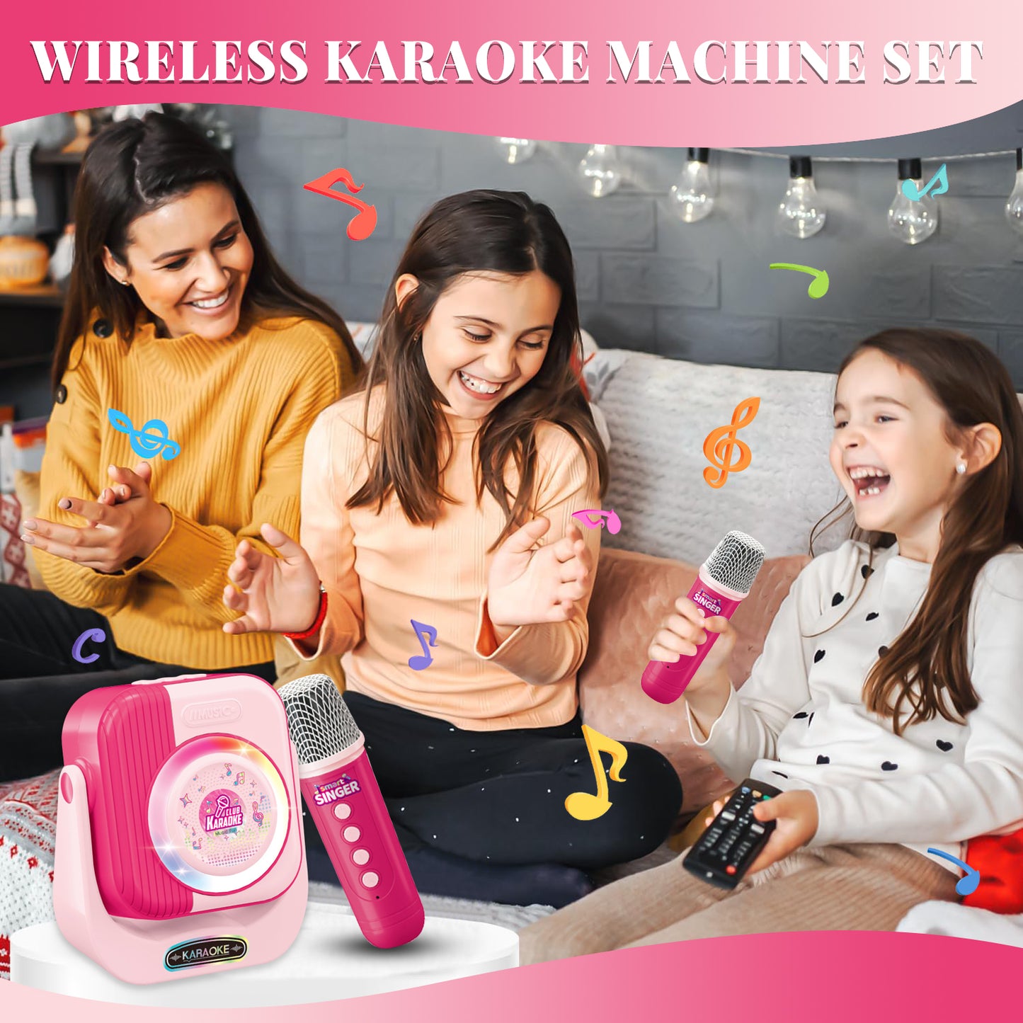 Singing Microphone Toys for Girls 3-6 Years, Kids Microphone Girls Toys 4 5 6 7 8 9 Year Old, Birthday Gifts for Girls Age 3+