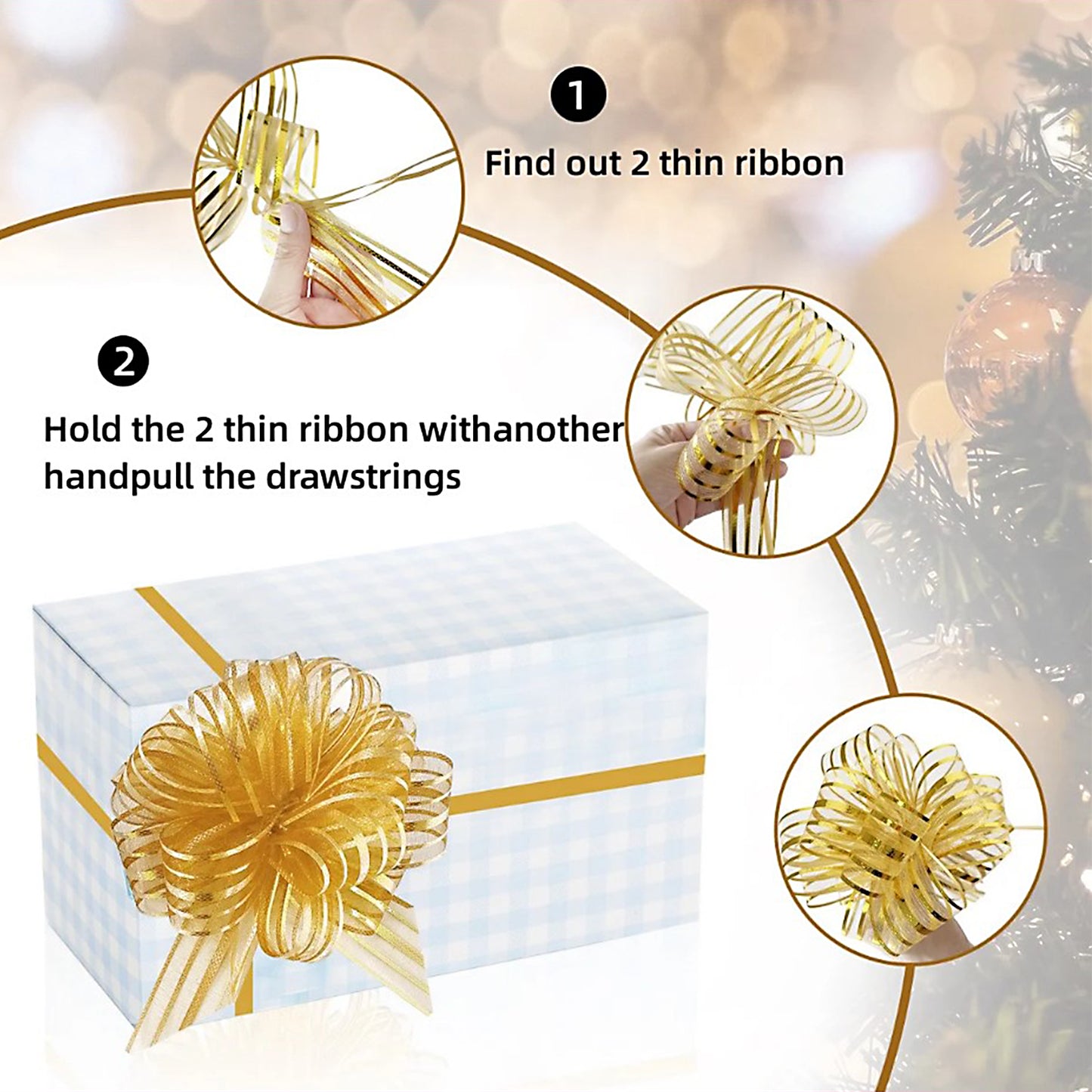 22 Pcs Gift Pull Bow, Large Gift Bow Organza Pull Bow with Ribbon for Present Gift Wrapping (Mixed Color, 6 Inch)