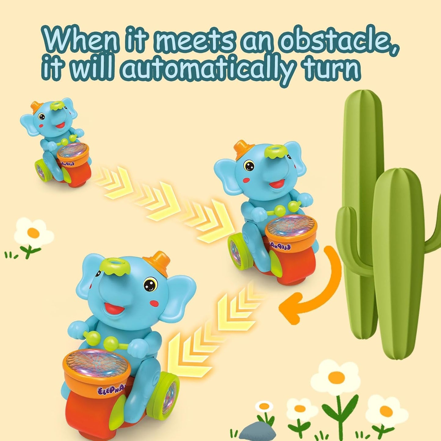 Baby Toys 6-12 Months,Elephant Musical Crawling Toys for 6 7 8 9 10 11 12 Months, Birthday Gifts,Easter Toy Gifts for 1 Year Boy Girl