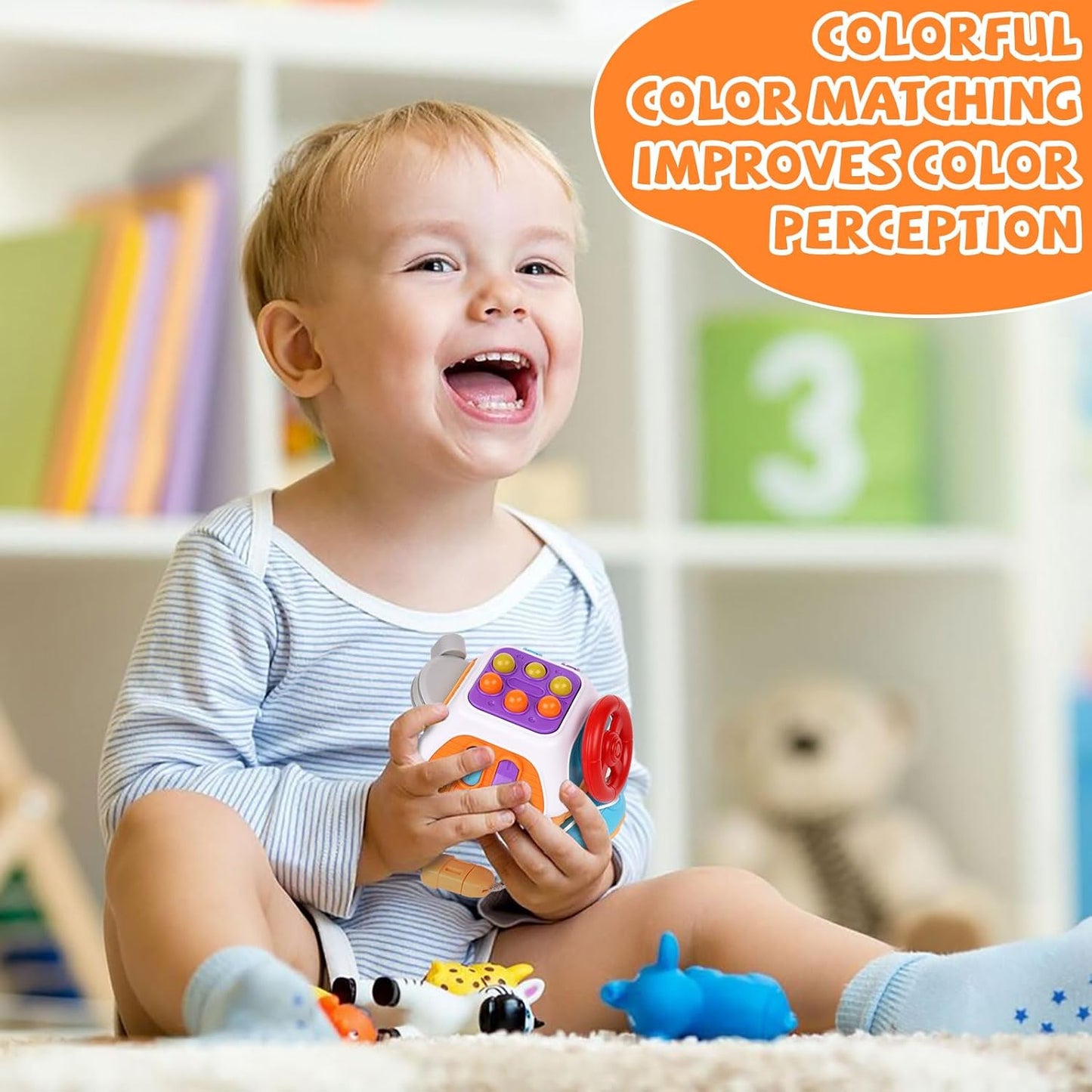 Style-Carry Montessori Sensory Toys, Busy Cube, Toy for Toddlers 1-3, Learning Educational Toys for 1 2 3 Year Old Boys Girls