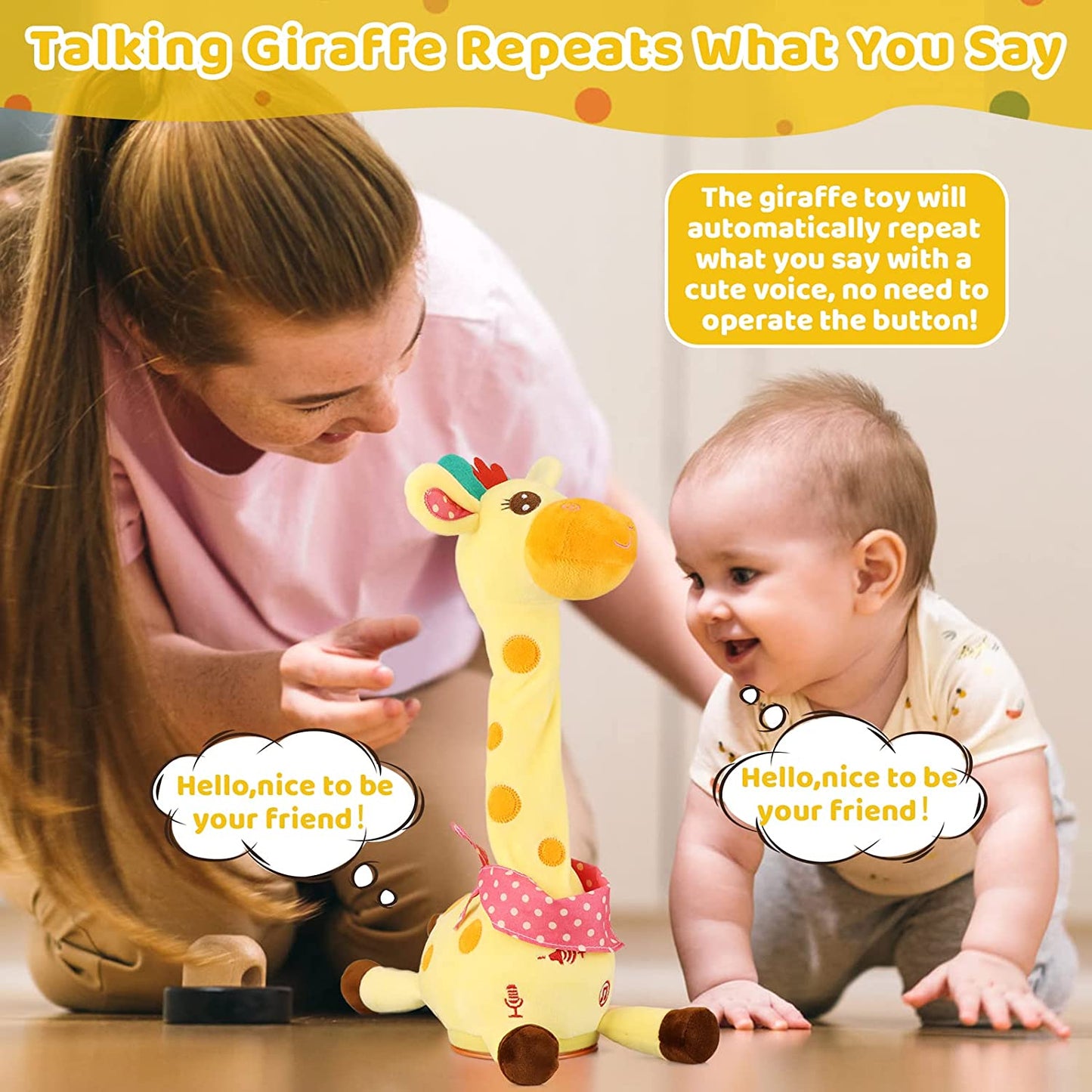 Baby Toys 6-12 Months, Talking Plush Toys Singing and Danincg, and Recording, Toys for Toddler Girls and Boys Ages 1 2 3 Years Old