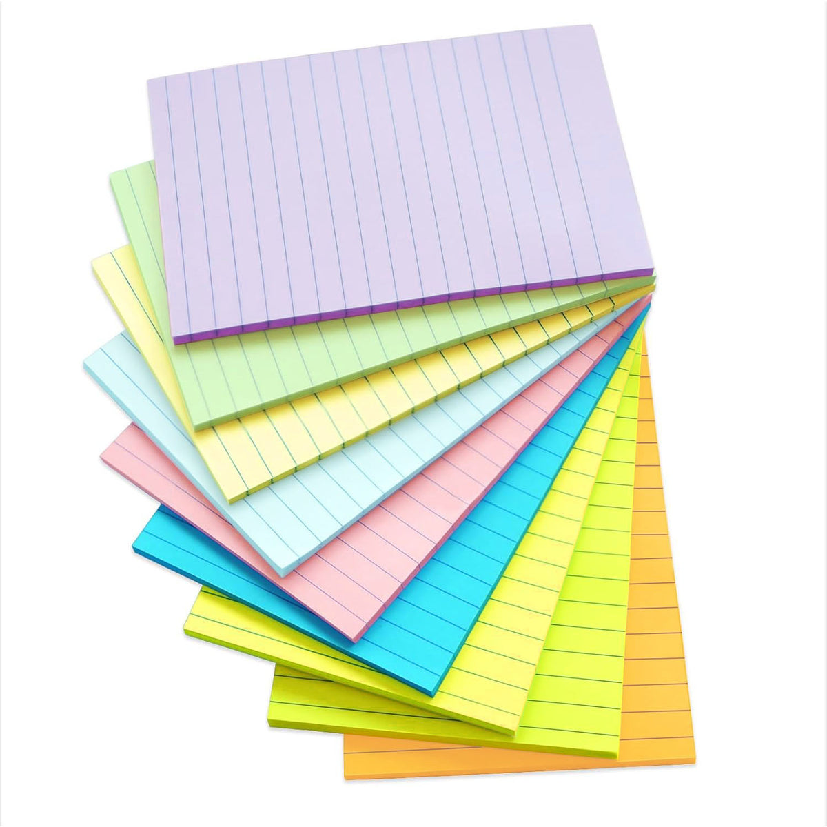 Style-Carry 9 Pads 450 Sheets Lined Sticky Notes 4x6, Colorful Large Sticky Notepads, Self-Adhesive Ruled Memo Post, for Home Office Supplies