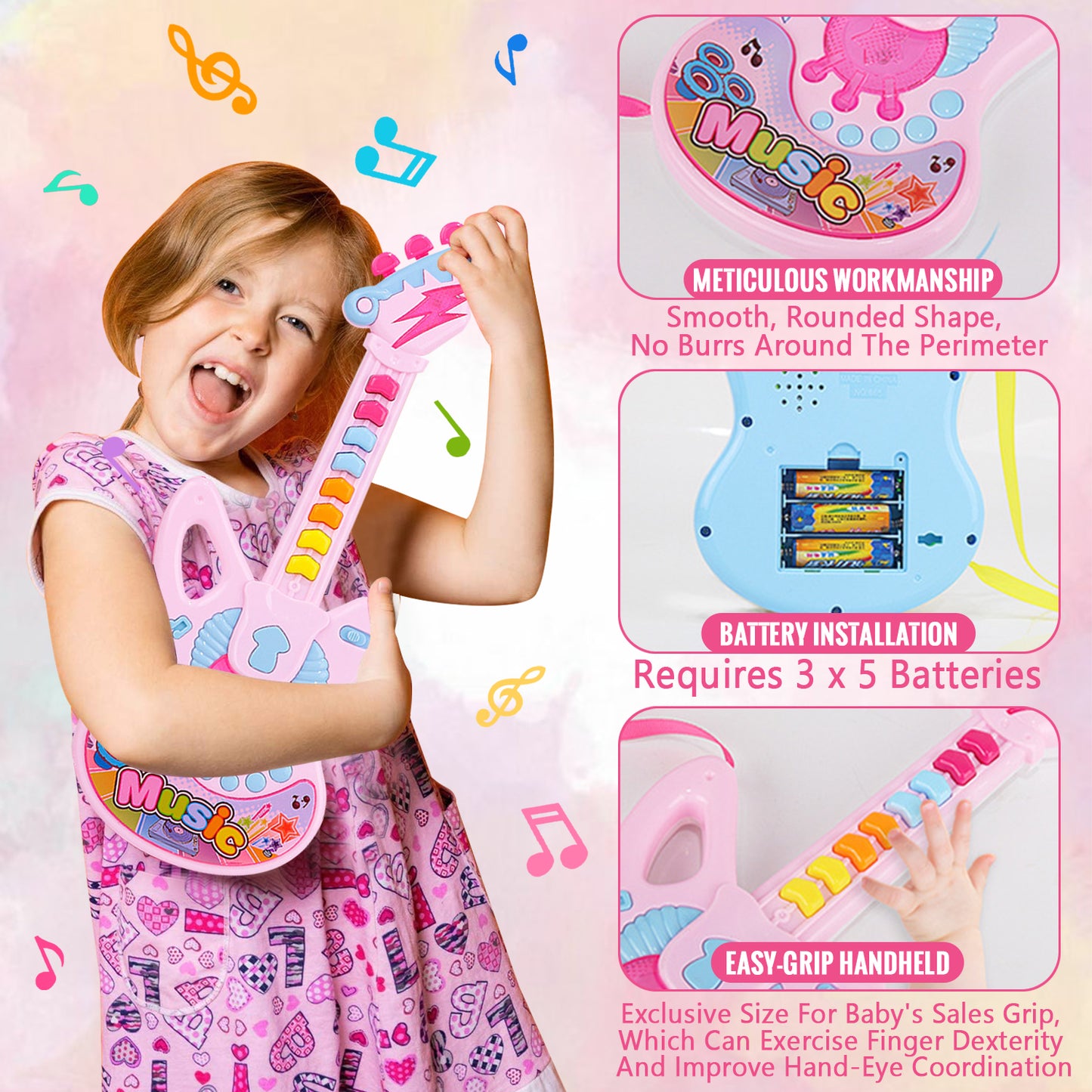 Guitar for Kids Girls Toys Ages 4-6, Musical Instruments Toys for Girls 2 3 4 5 Year Old, Musical Toys for Girls 3-6 Years