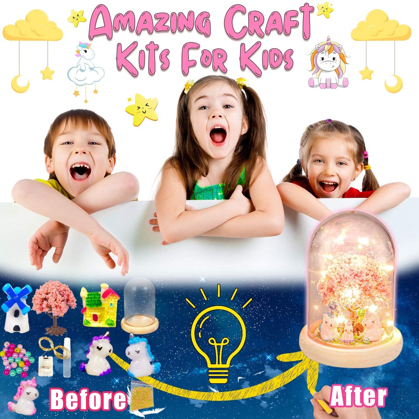 Girls Toys 5-7 Craft Kit for Kids,  DIY Nightlight for Girls Toys Ages 4-6, Birthday Gifts Toys for Girls 3-6 years, Toys for Girls 5 6 7 8 9 10 11 12 Years