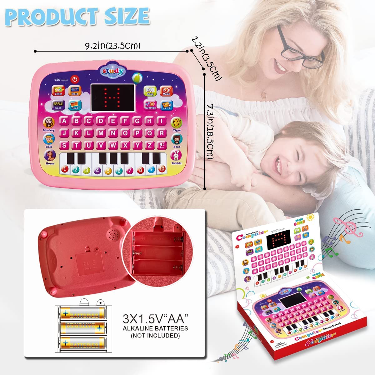 Style-Carry Tablet Toy for Toddlers 1-3, Preschool Learning Toys for Toddler 2 3 4 5 Year Old Boys Girls, Educational Toys for Girls Boys Age 2-5 Year Old