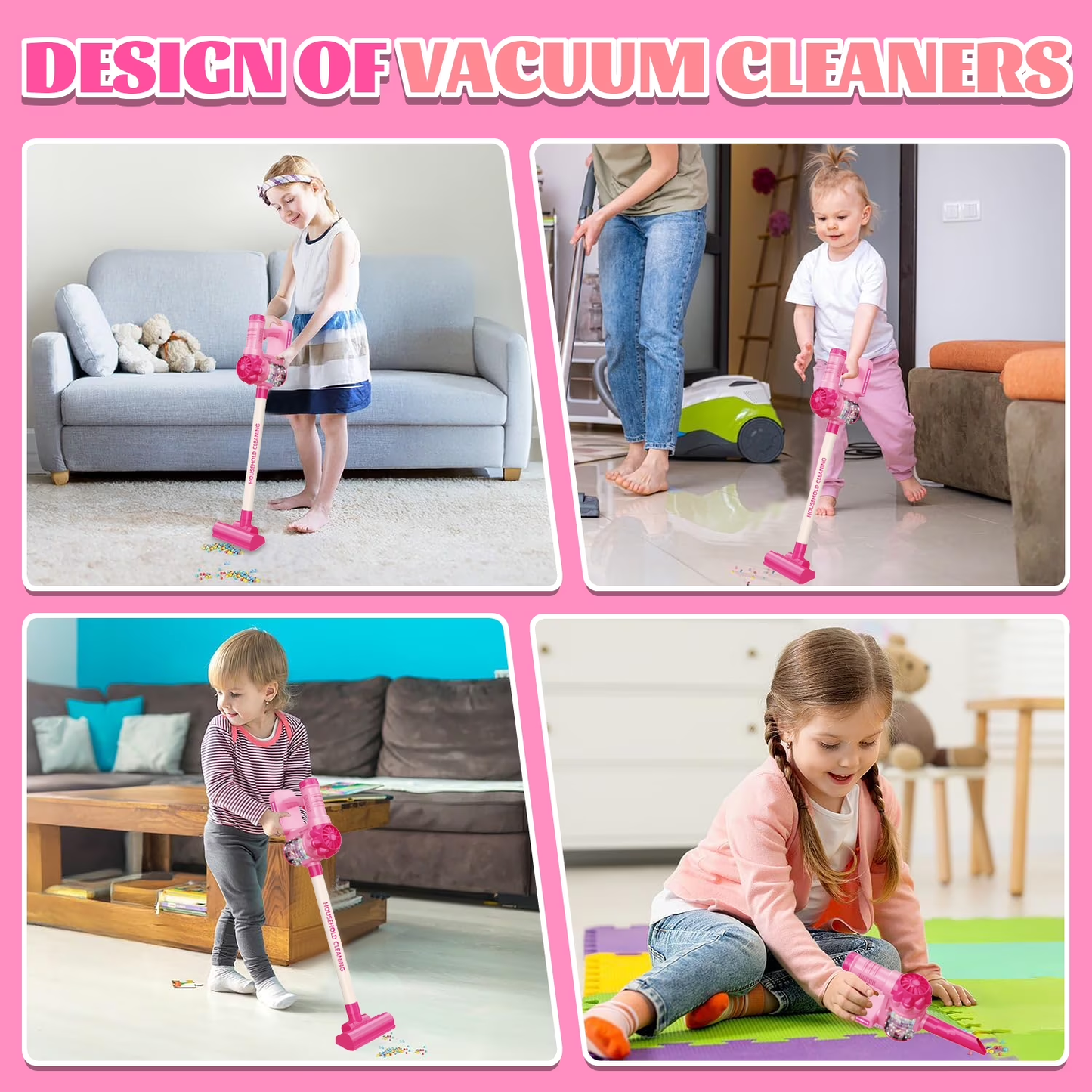 Kids Vacuum Toys, Pretend Home Cleaning Play Set for Toddlers Age 3-5, Christmas Birthday Gifts for Girls 3 4 5