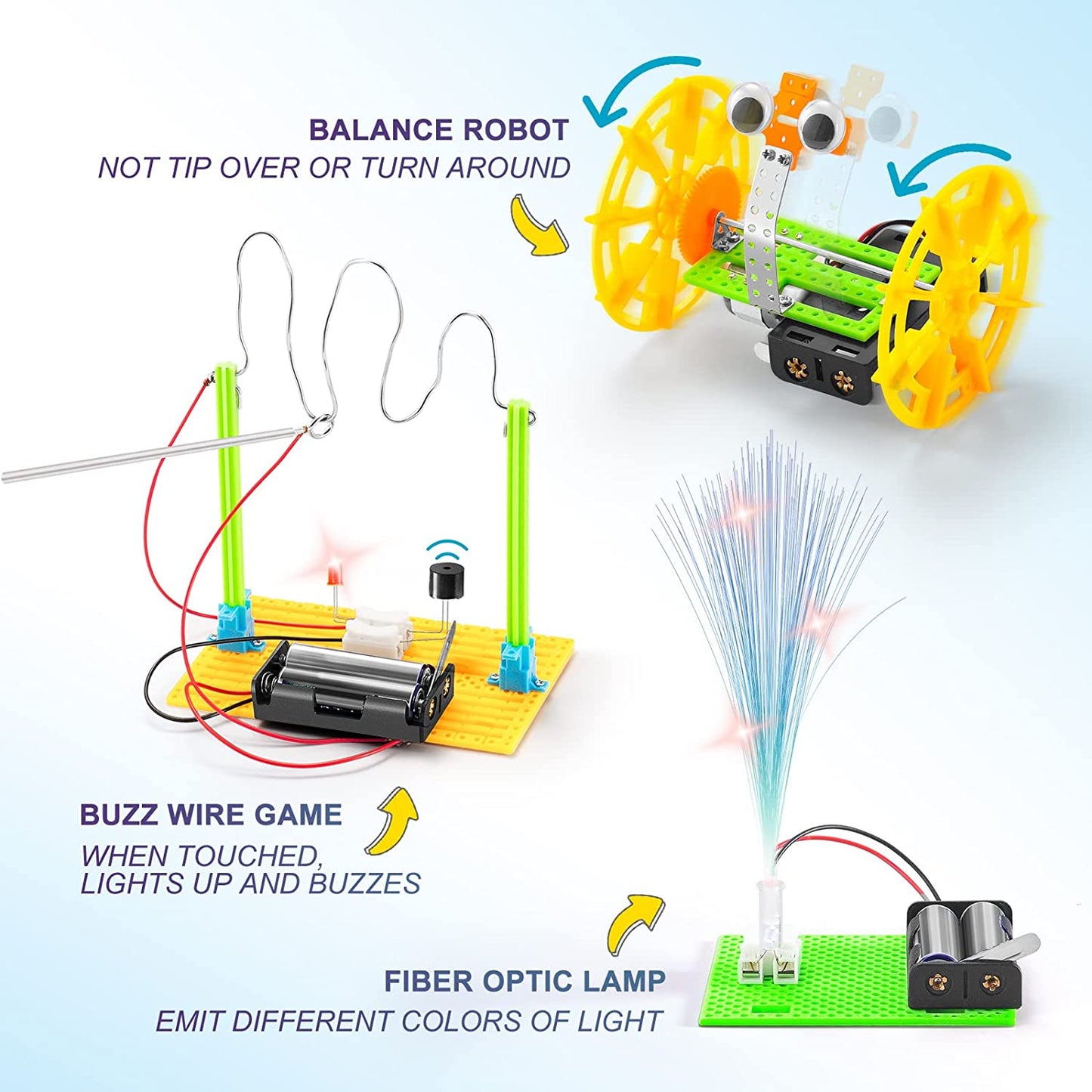 STEM Robotics Kit, 6 Set Electronic Science Experiments Projects for Kids, Boys Toys Ages 7 8 9 10 11 12 Years Old, Physics stimulated, DIY Engineering Robotic Building Kits for Boys