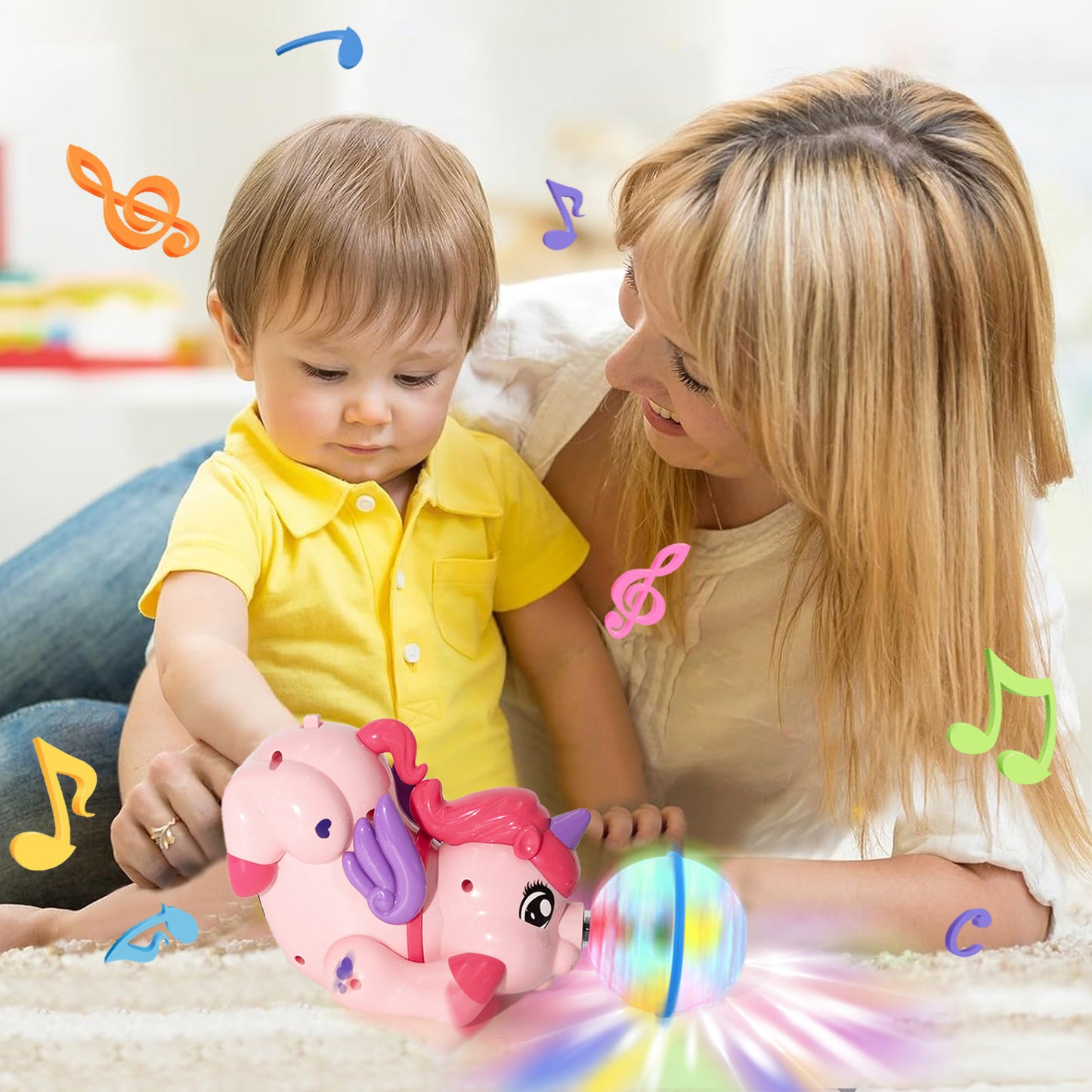 Baby Toys 6-12 Months, Light Up Music Baby Crawling Toys for 12-24 Months, Learning Toys for 1 Year Old Girls, Toy for Toddlers 1-3