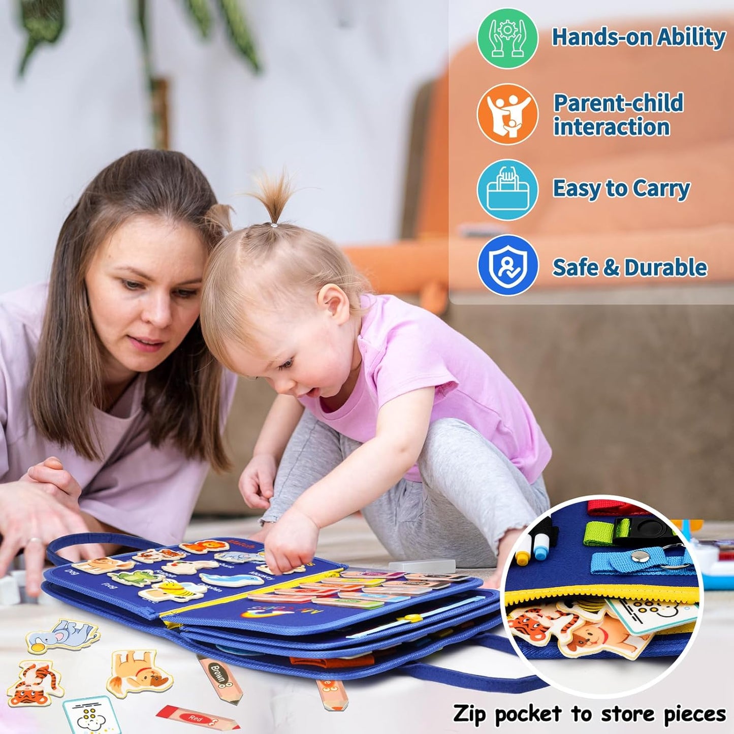 Montessori Busy Board Toys for Toddler 2 3 4 Year Old - Boys Girls Christmas Birthday Gifts, Educational Learning Toy for Preschoolers 2-4
