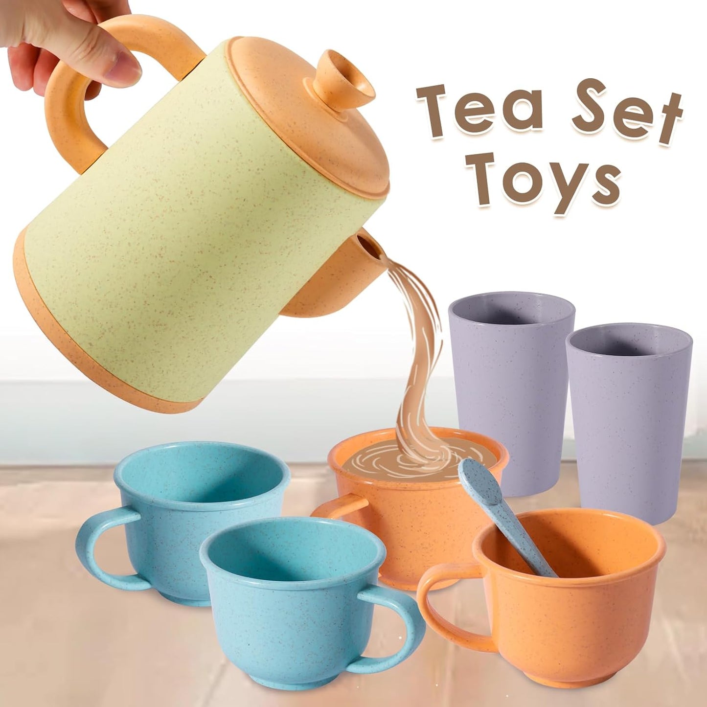 Style-Carry Tea Party Set for Little Girls, Pretend Tea Party Set Play Kitchen Toy Gifts for Kids Toddlers Age 2 3 4 5 6