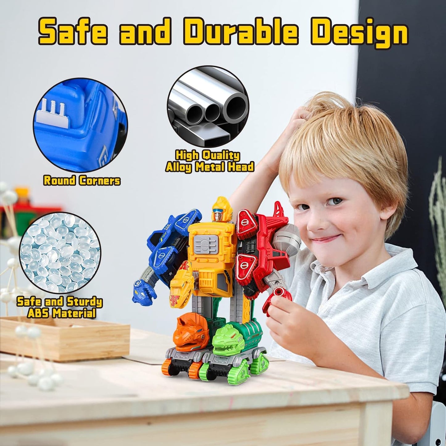 Dinosaur Transforming Toys for 4-6 Years Old Boys, Transform Action Figures Robot Toys for 3 4 5 6 Year Old Boys