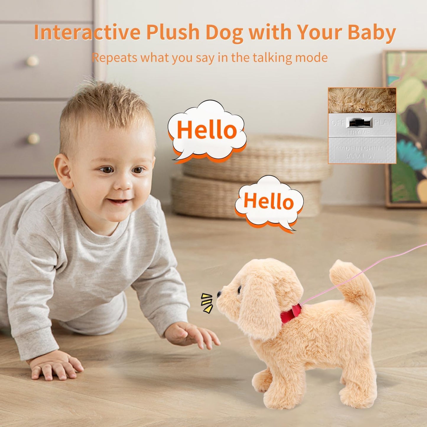 Walking Dog Toy, Walking Plush Toys for Toddler Girls, Birthday Gifts for 1 2 3 Year Old Girls