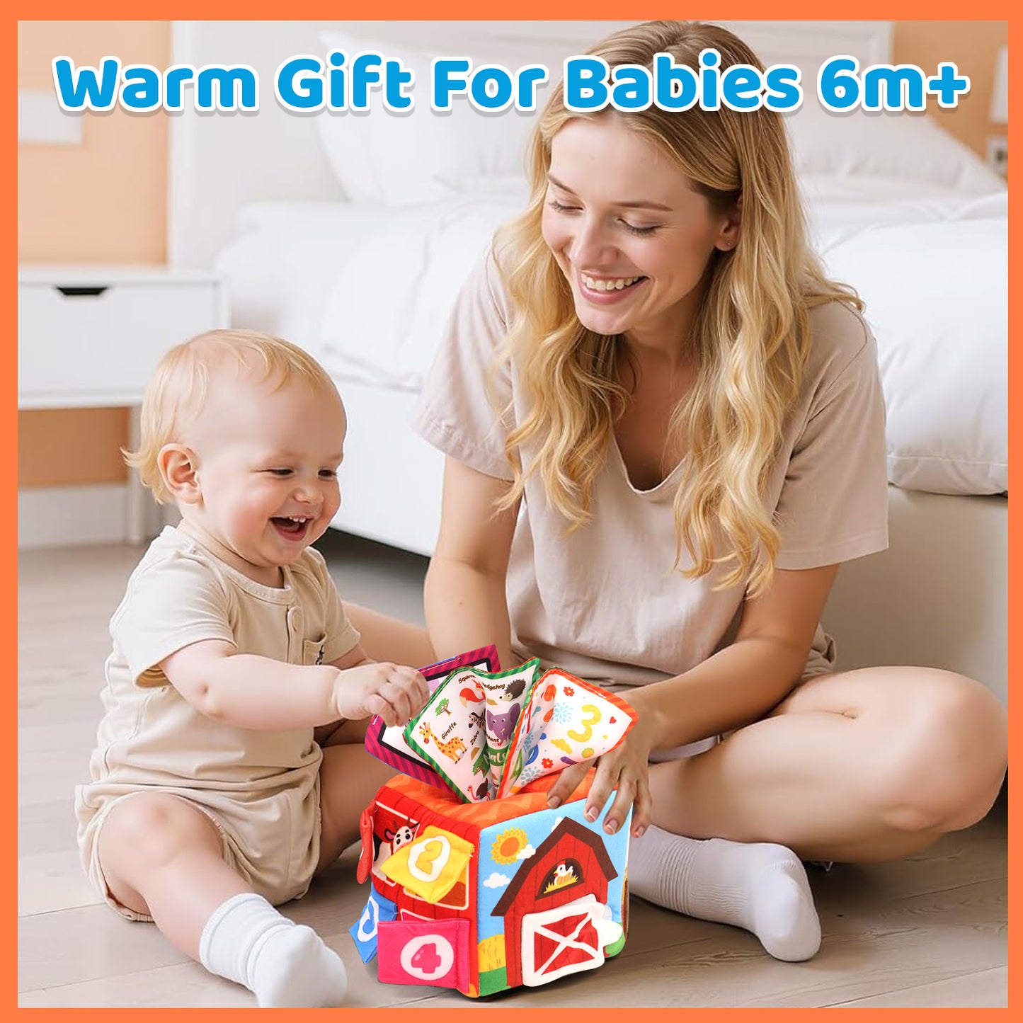 Baby Toys 6-12 Months, Soft Barn Toy with Stuffed Farm Animals, Montessori Toy for 1 Year Girls Boys, Toddlers Learning Toy