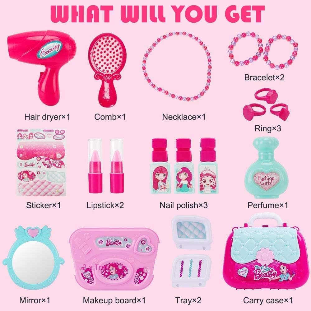 Kids Makeup Set for Little Girls, Play Makeup Kits for Toddler Girls, Toddler Toys for Girls 2 3 4 5 Year Old