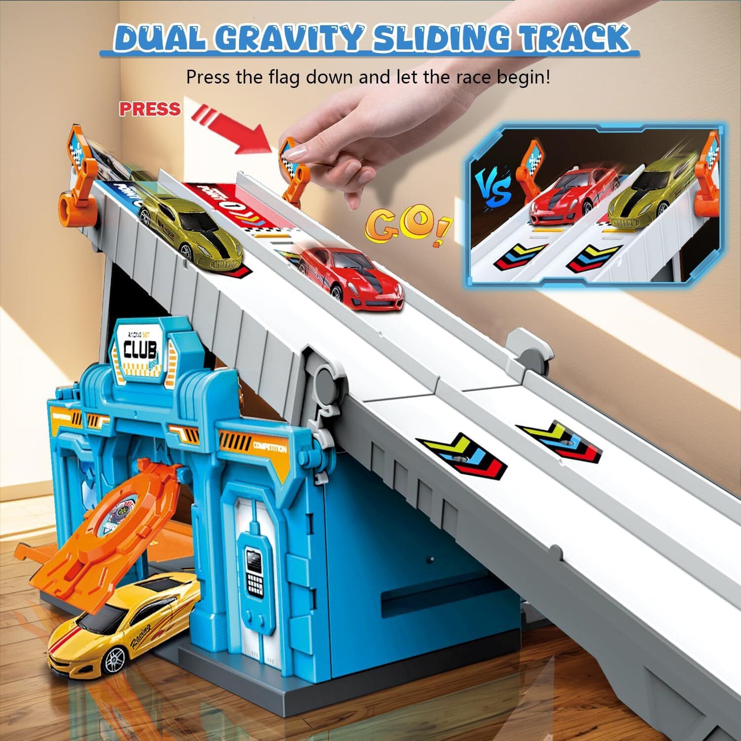 2 IN1 Race Tracks Set Toys for Boys 3-6 Years, Race Tracks Car for Kids Boy Toys 3-5, Racing Car Toys for Toddlers Boys 3 4 5 6 Year Old Toddlers