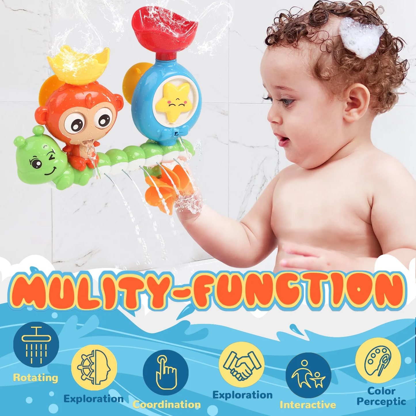 Bath Toys for Toddler 1 2 3 Year Old, Bathtub Water Toys for Toddler 2-4 Year Boy Girls