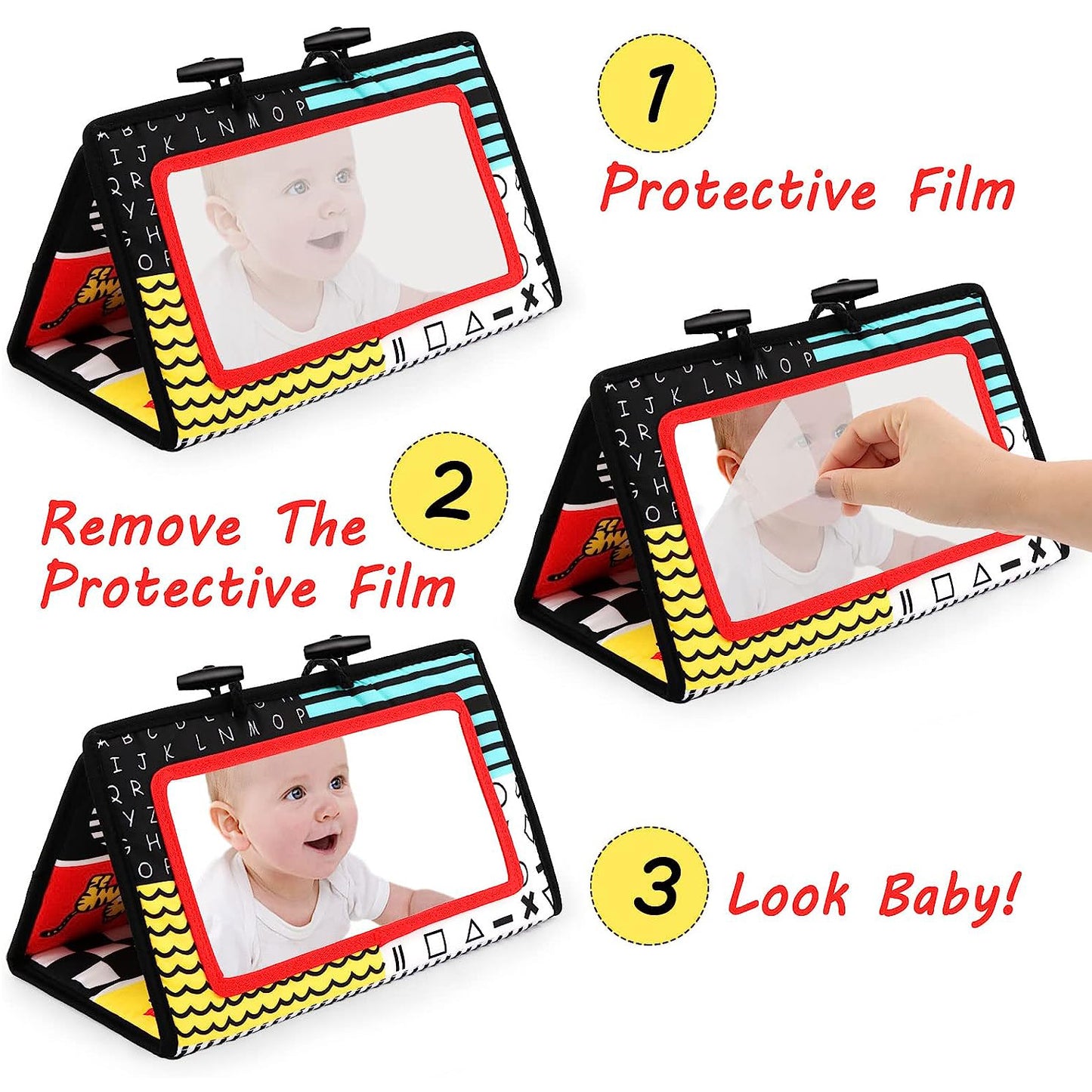 Tummy Time Mirror Newborn Toys Infant Toys 0 3 6 9 Months, Baby Toys 0 6 Months, Black and White High Contrast Baby Toys 0 3 4 6 9 12 Month Boys Girls Sensory Toy