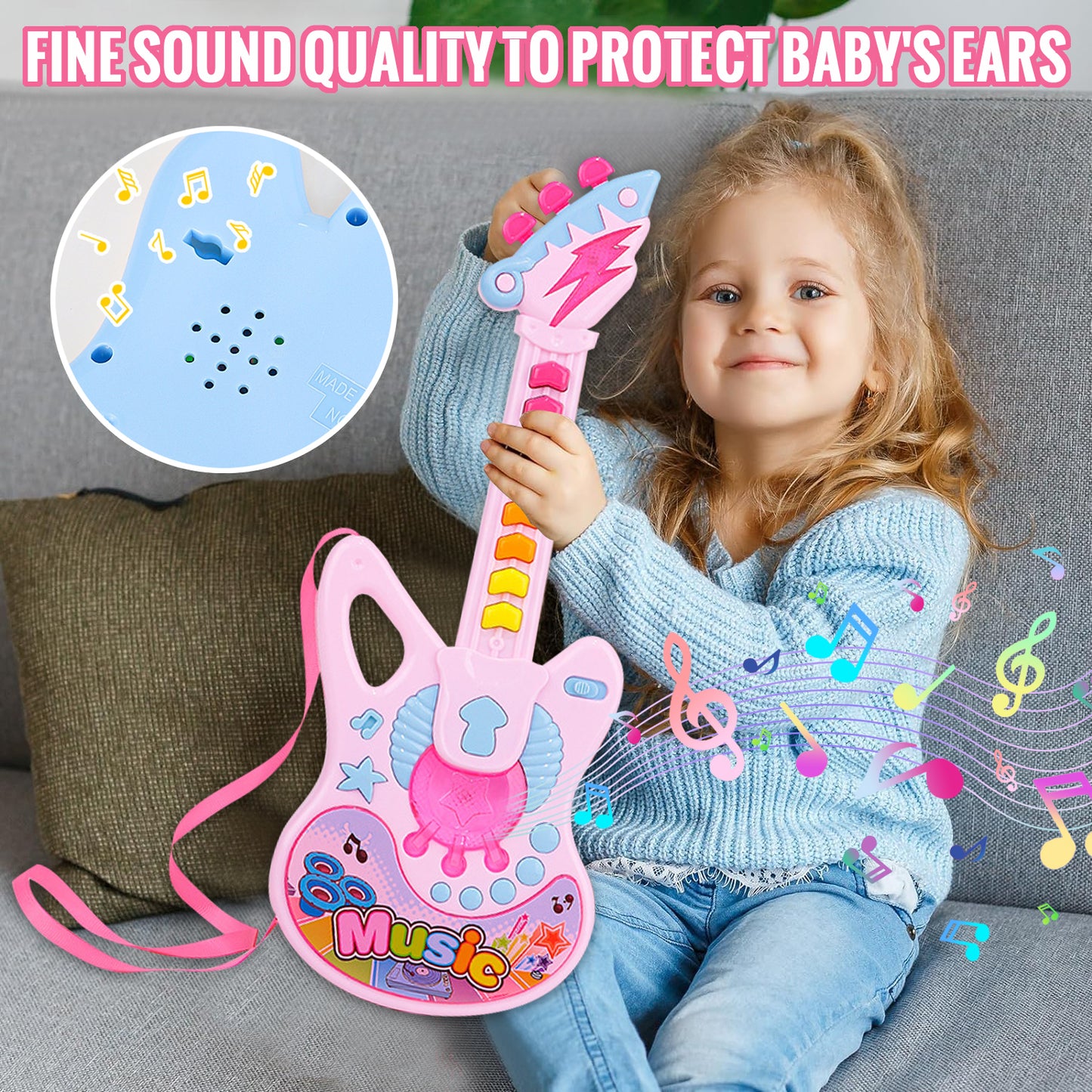 Guitar for Kids Girls Toys Ages 4-6, Musical Instruments Toys for Girls 2 3 4 5 Year Old, Musical Toys for Girls 3-6 Years