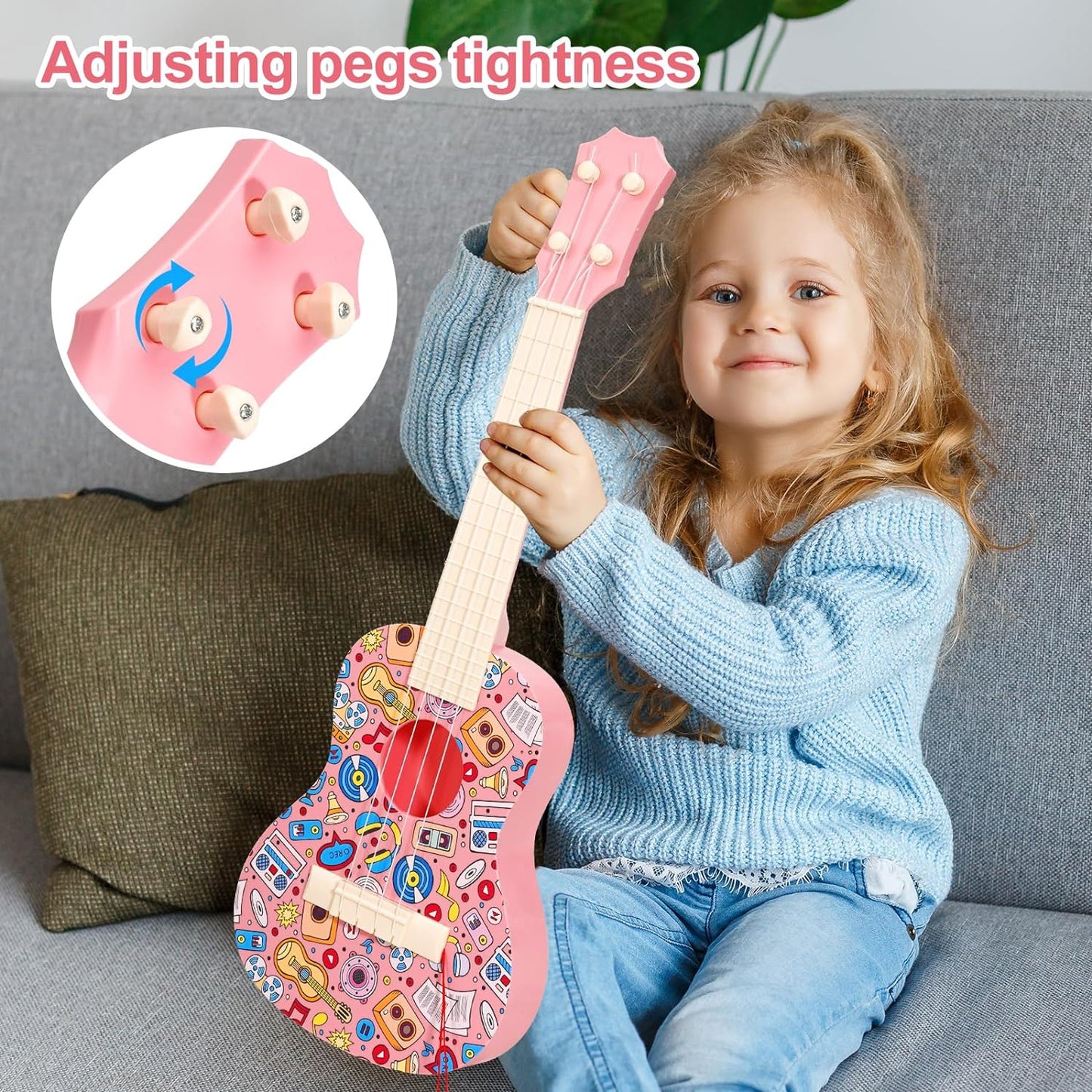 Kids Guitar Toy, Musical Instruments Learning Educational Toys, Guitar Toys Toy for Toddler Kid Girls Children Age 4 5 6 7 8 9 10 Year Old