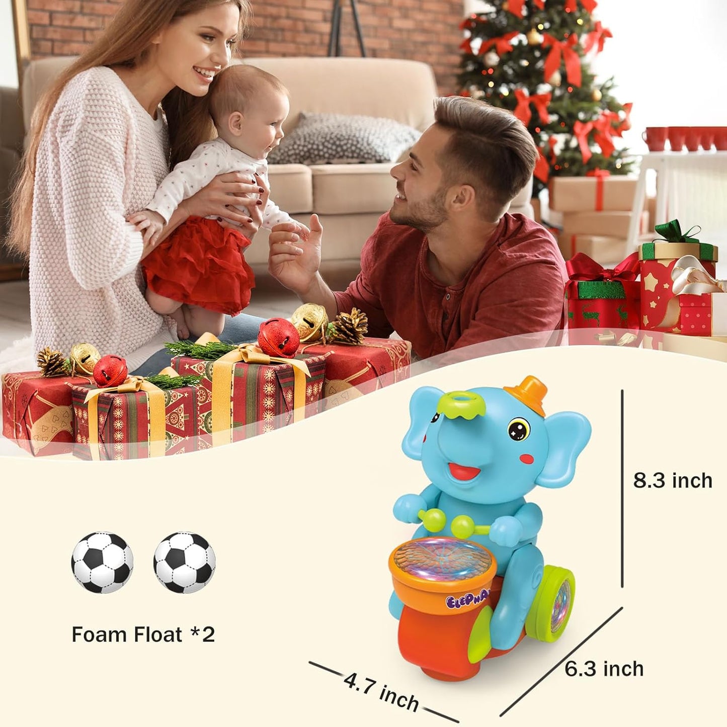 Baby Toys 6-12 Months,Elephant Musical Crawling Toys for 6 7 8 9 10 11 12 Months, Birthday Gifts,Easter Toy Gifts for 1 Year Boy Girl