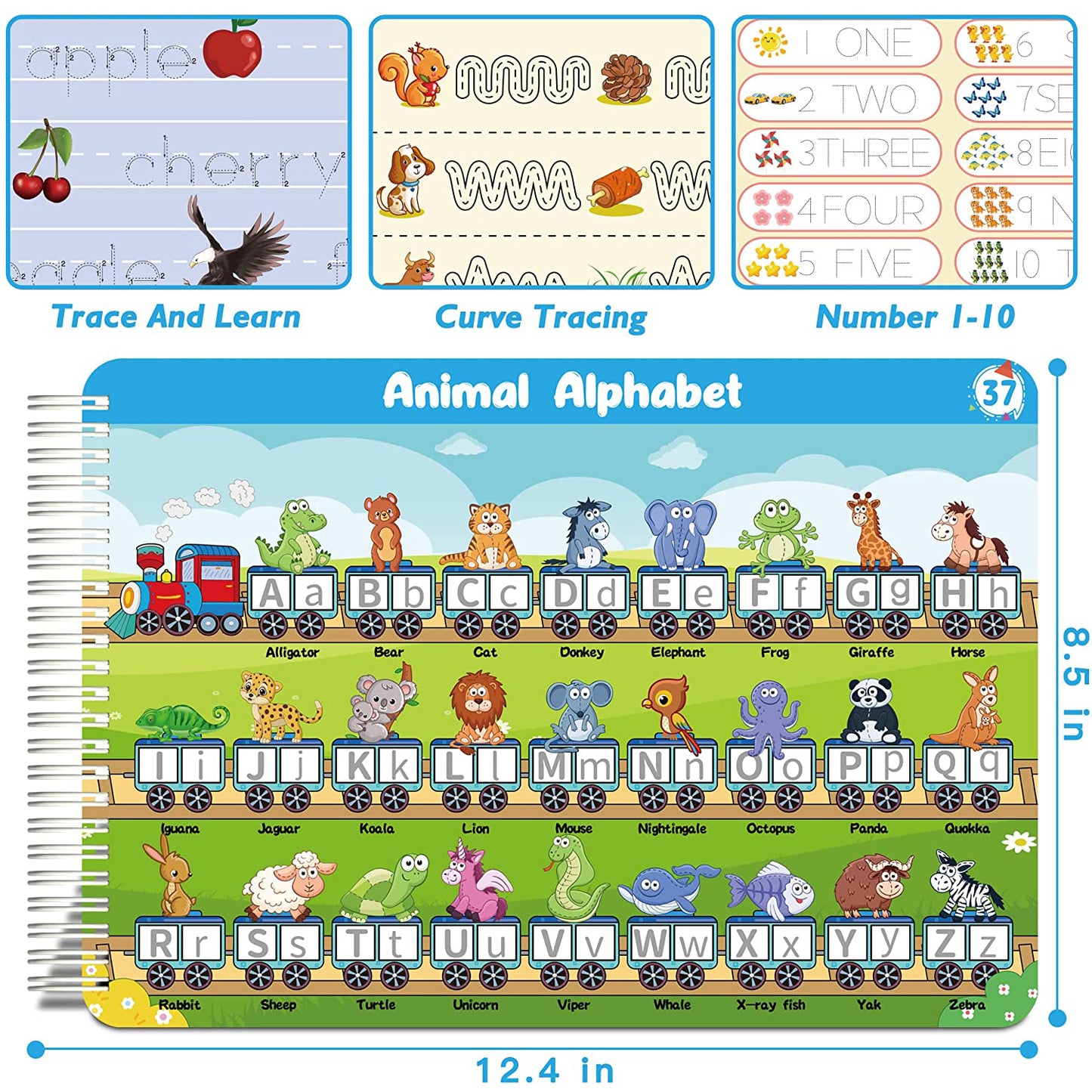 Handwriting Practice Book for Kids, Toddlers Preschool Educational Learning Toys for Girls Boys 3-6 Years