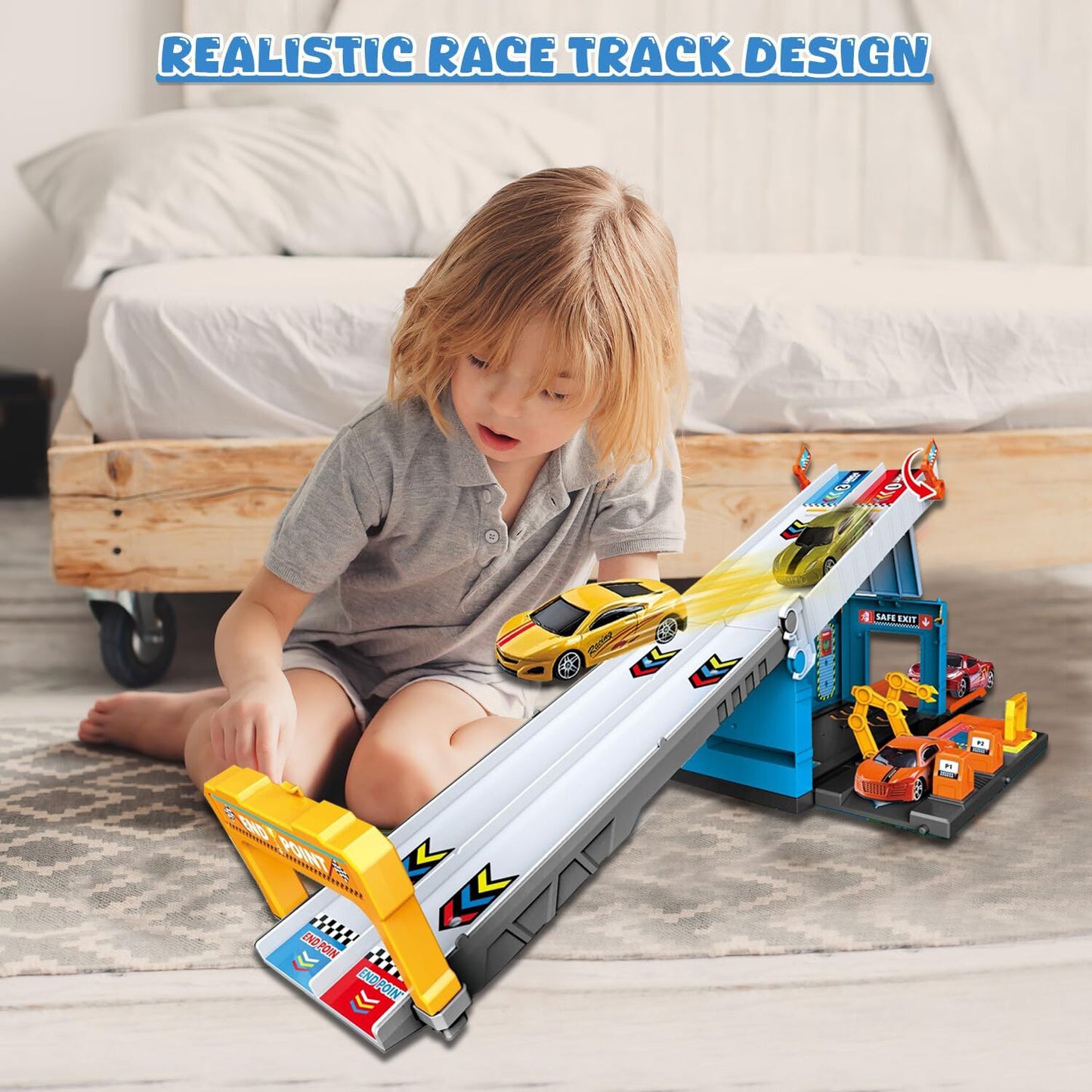 2 IN1 Race Tracks Set Toys for Boys 3-6 Years, Race Tracks Car for Kids Boy Toys 3-5, Racing Car Toys for Toddlers Boys 3 4 5 6 Year Old Toddlers