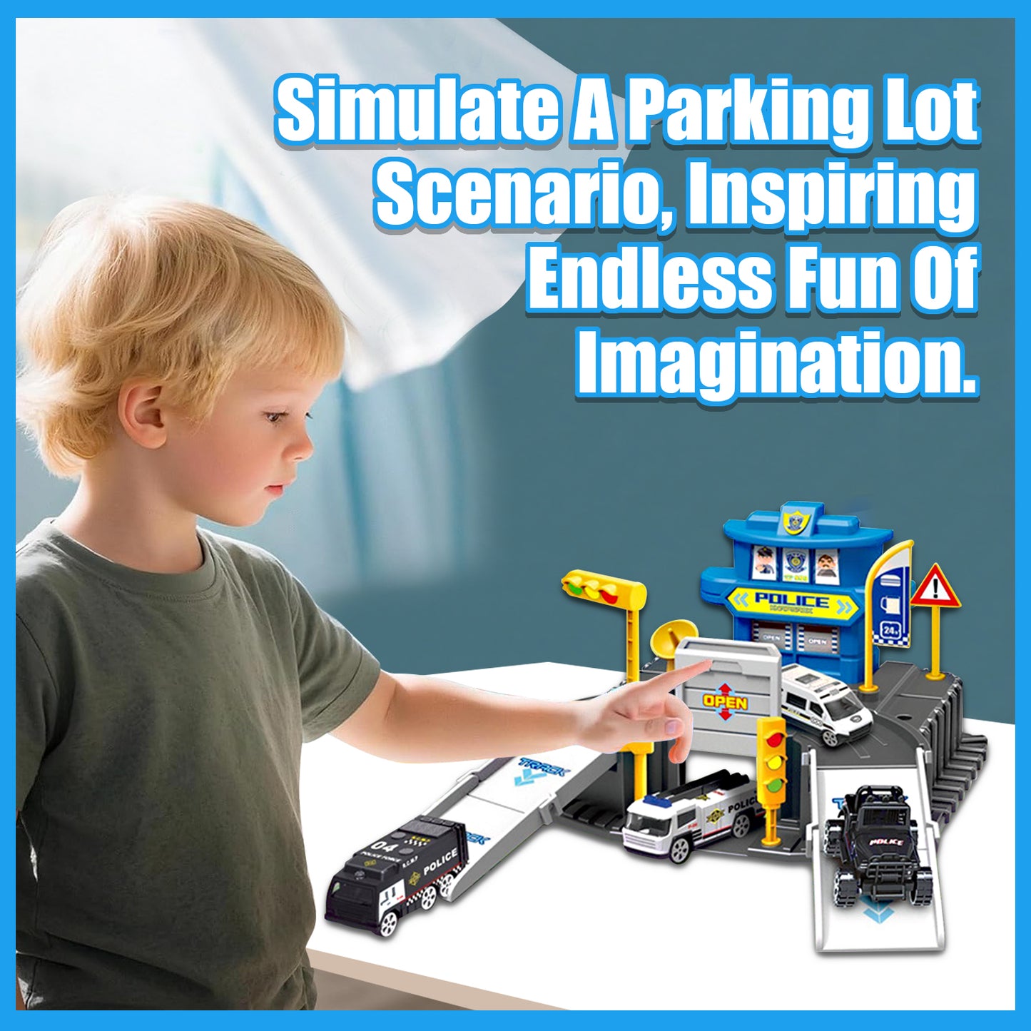 Kids Police Rescue Truck Car Toy, Toddler Toys for 3 4 5 6 Years Old Boys, Birthday Gifts for Boys Toys 3-6 Years