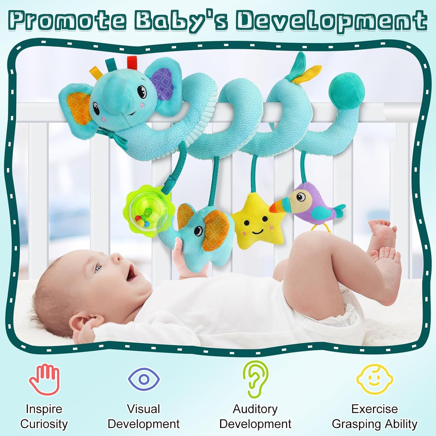Baby Toys 3-6 Months,Toddler Car Seat Toys 3 4 5 6 Months, Stroller Toy with Teether Rattles Toys for Infant 3-6 Months Christmas Gifts