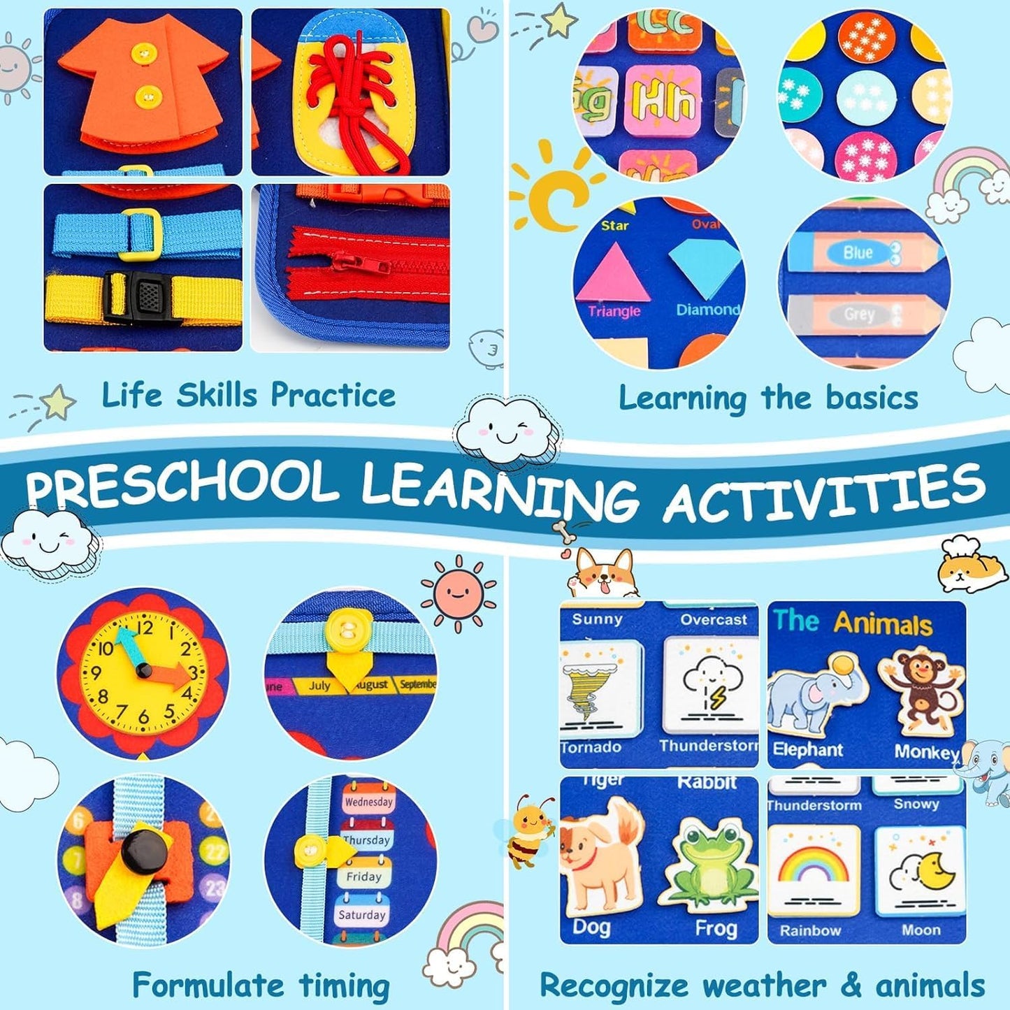 Montessori Busy Board Toys for Toddler 2 3 4 Year Old - Boys Girls Christmas Birthday Gifts, Educational Learning Toy for Preschoolers 2-4