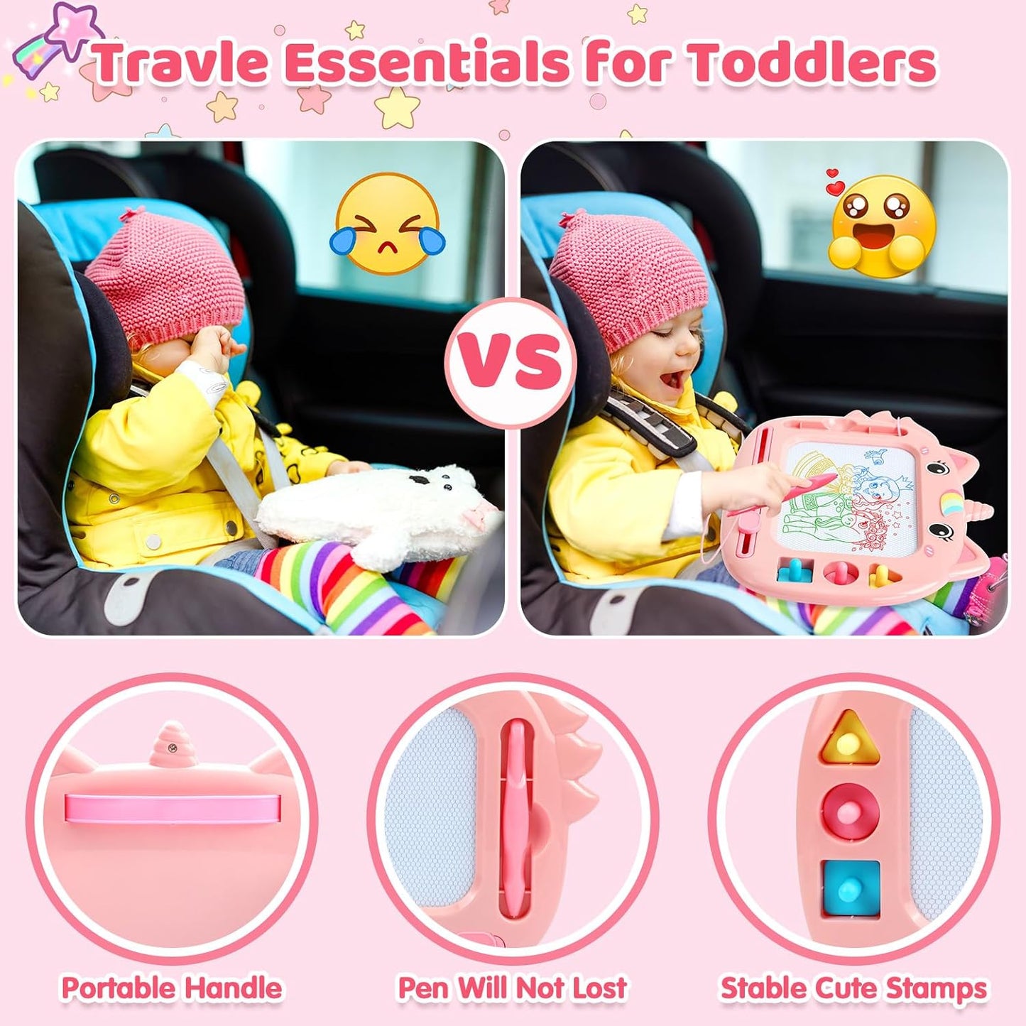 Doodle Drawing Board, Writing Board Toddler Toys Ages 2 3 4, Birthday Gifts for 2 3 4 5 6 Years Old Girls, Learning Toys for Girls 3-6 Years