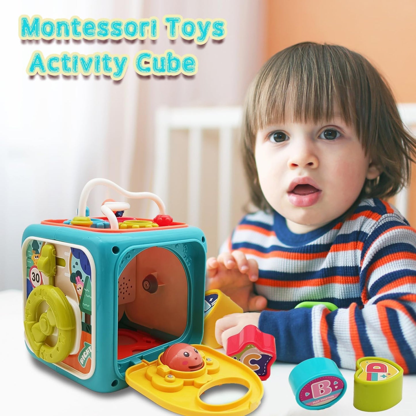 Toys for 1 Year Old, 6-in-1 Montessori Toddler Toys 1-3, Learning Toys for 1 2 3 Year Old Boys Girls, Christmas and Birthday Gifts for kids Aged 1-2