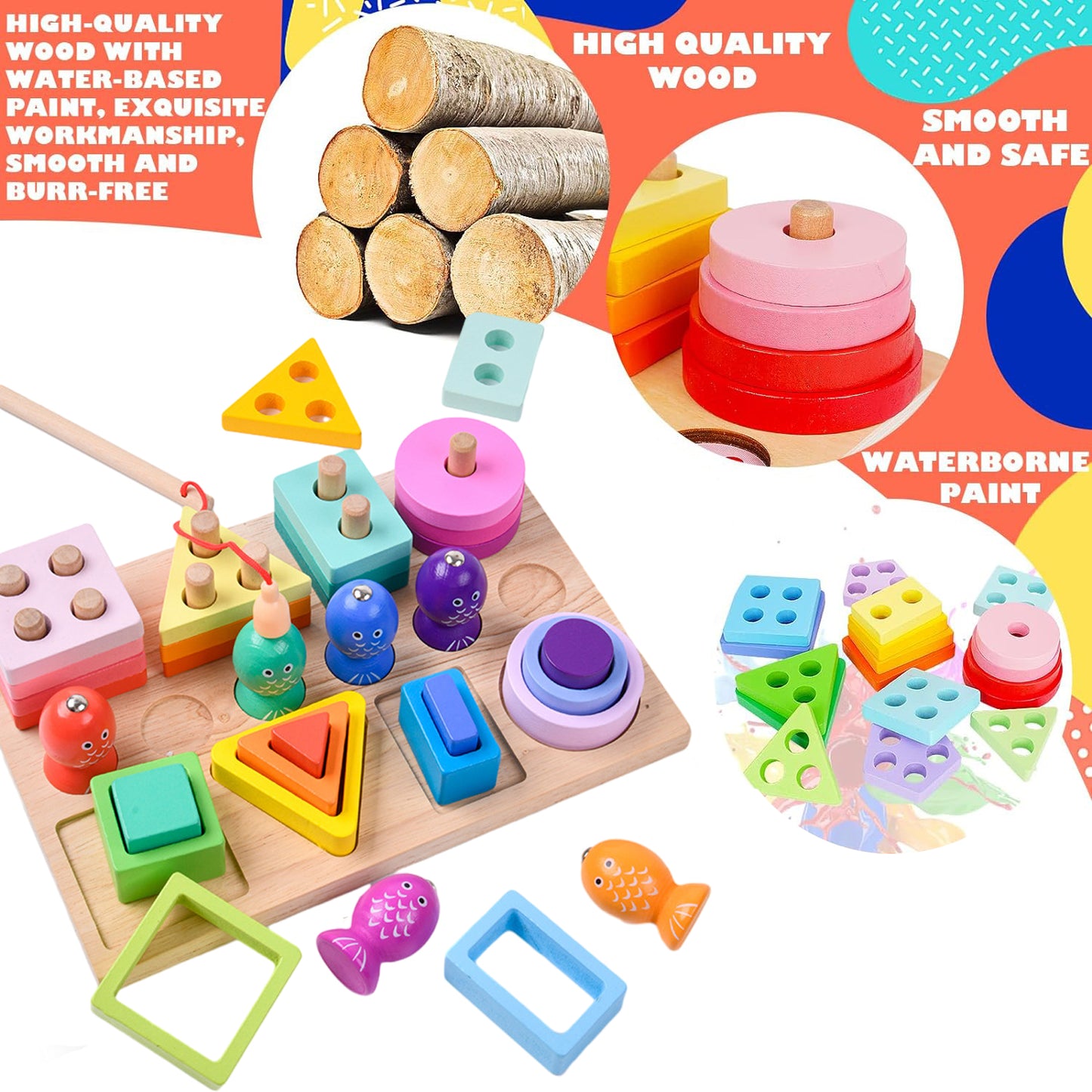 Montessori Toys for 1 2 Year Old Boy and Girl, Shape Sorting and Stacking Toy for Toddlers 1-3, Learning Educational Toys for 1 2 3 Year Old Boys Girls