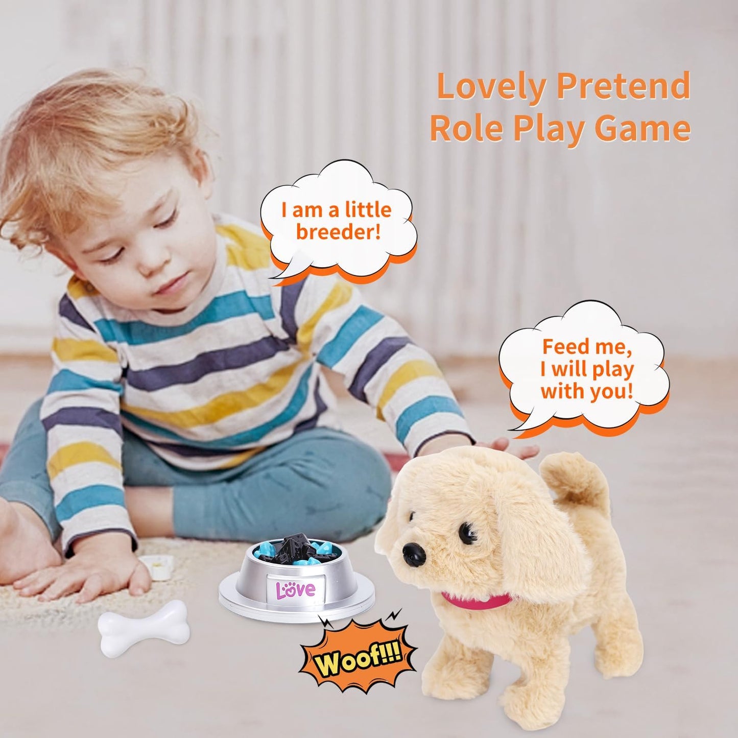 Walking Dog Toy, Walking Plush Toys for Toddler Girls, Birthday Gifts for 1 2 3 Year Old Girls