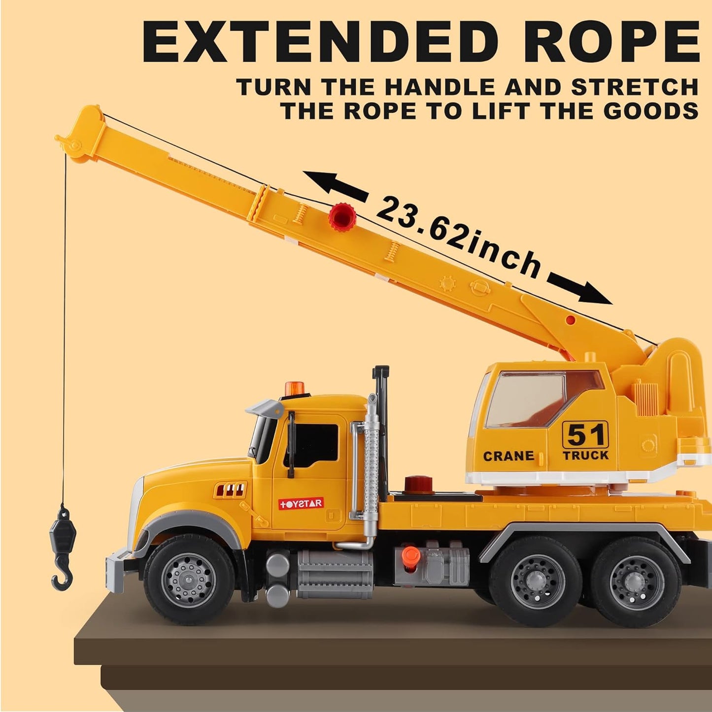 Construction Truck Toys for Kids 3-6 Years, Toy Crane Truck for Toddler Boys Age 4-7 Birthday Christmas Gifts