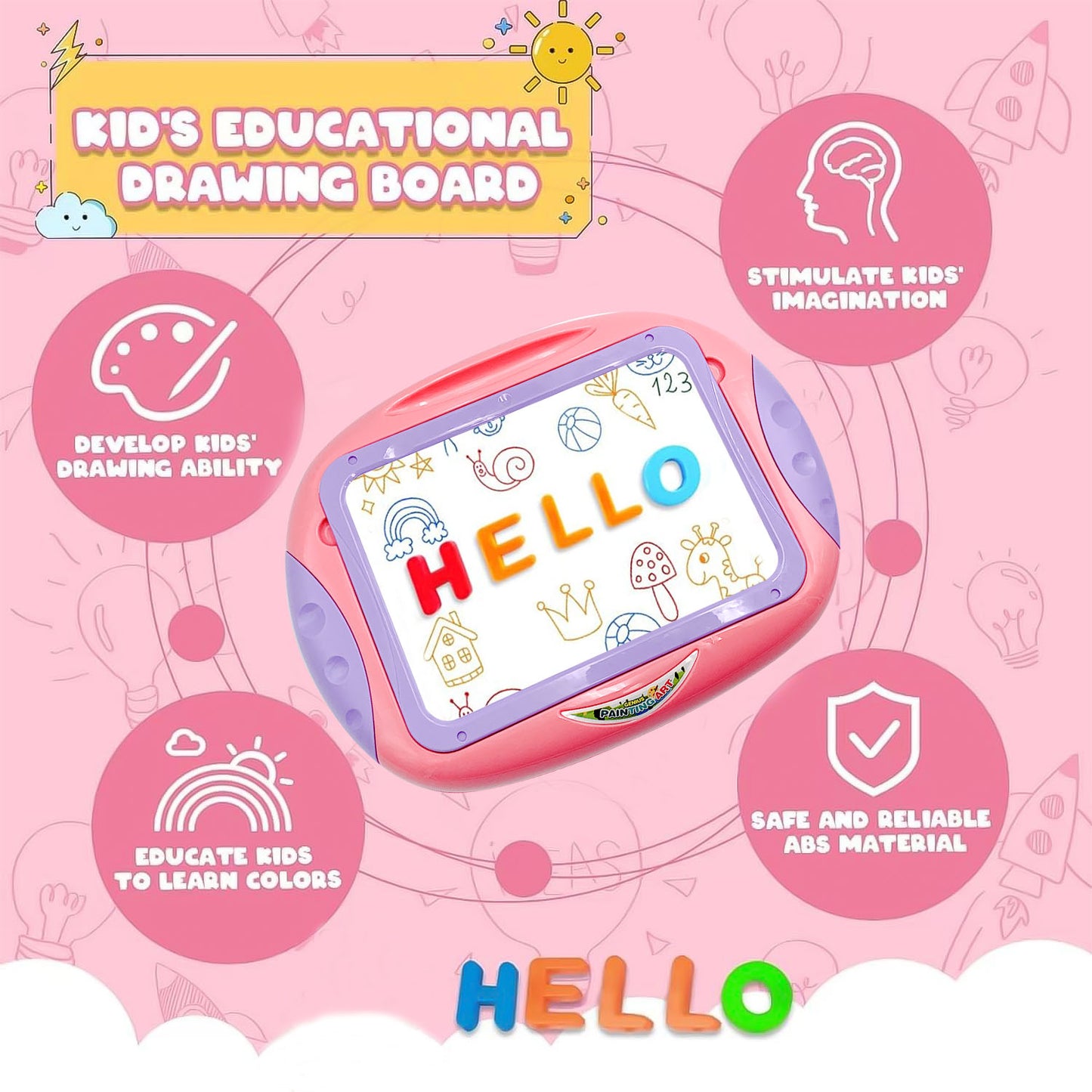 Learning Toys for 2 3 4 5 6 Years Old Boys Girls, Educational Toddlers Toys for 2 3 4 Year Old Boys Girls, Drawing Board for Toddlers 1-3 Birthday Gifts(Pink)