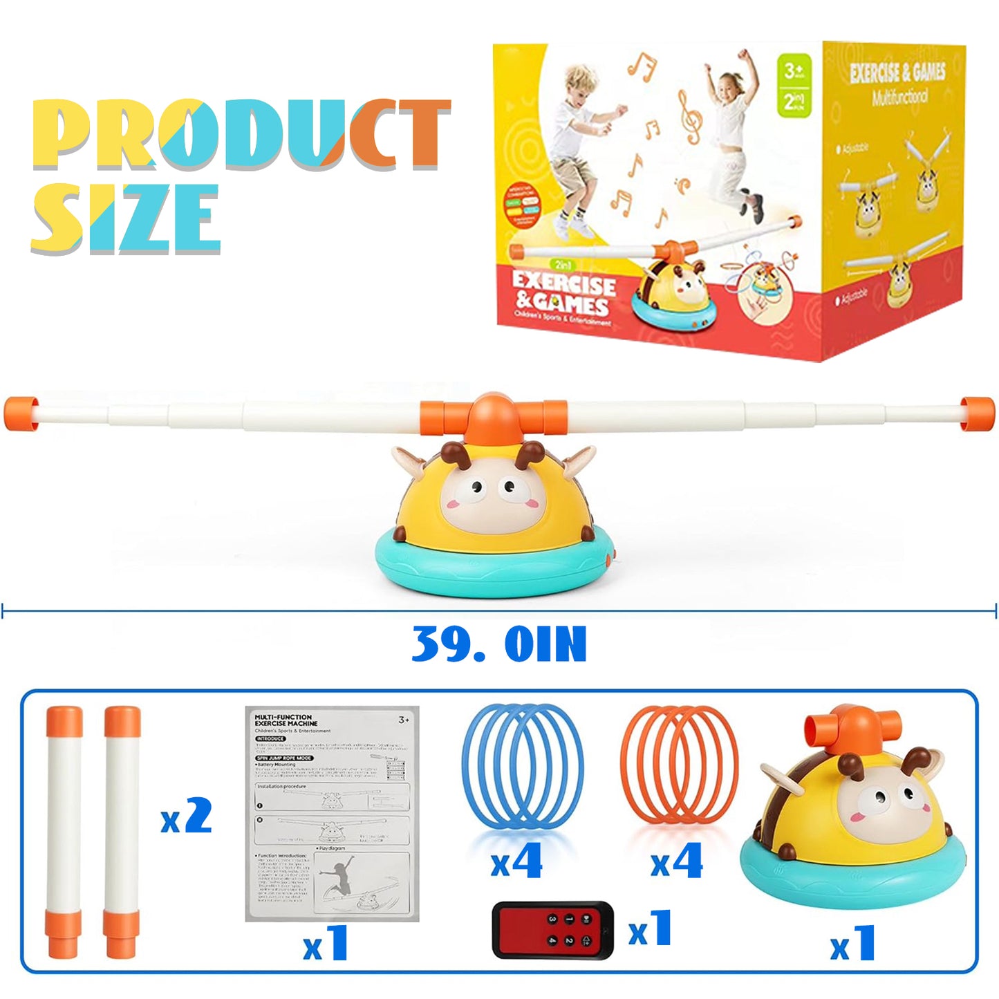 Outdoor Toys for Kids Ages 4-8, 2 in 1 Musical Jump Outdoor Games Toys, Toss Ring Game, Indoor Sport Toys Gift for Boys 3-6 Years