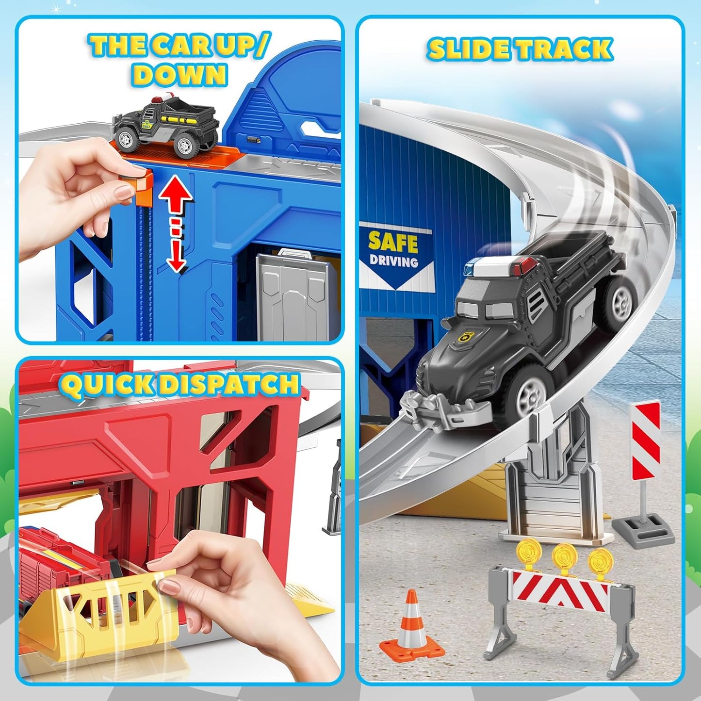 Toys for 3 4 5 6 Years Old Boys - Car Toddler Playset - Police & Fire Station Transform Track Toy - Birthday Gift for Boys 3-6 Years