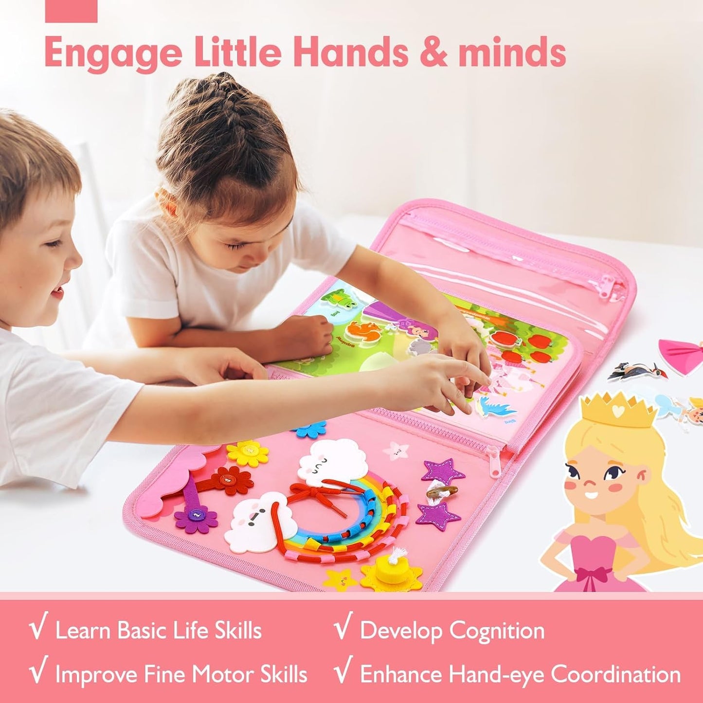 Montessori Toys for Toddler Girls, Busy Board Toy for Toddlers 1-3, Learning Educational Toys for 1 2 3 Year Old Girls, Birthday Gift for 1 2 Year Old