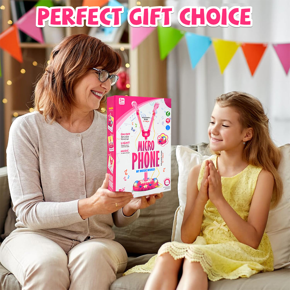 Kids Microphone Toys for Girls 3-6 Years, Karaoke Musical Instrument Toy, Standing Microphone Gift