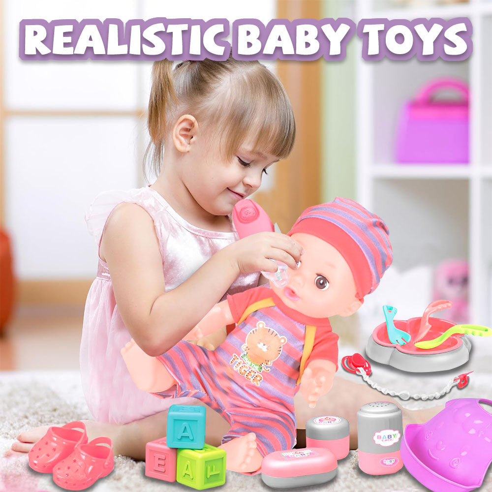 Baby Care Doll Toys Set Toy Set for Girls 2 3 4 5 Year Old, Pretend Play Toddler Toys, Birthday Gifts for Age 3-5 Years Girls