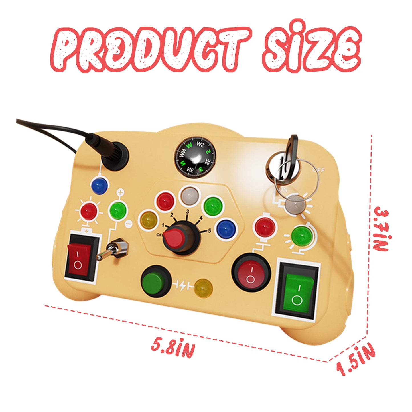 Busy Board with LED Light, Montessori Learning Toys with Toggle Switch, Sensory Toys for Toddlers Boys Ages 1 2 3 Years Old, Travel Toys for Toddler Activities for 1 2 3 4 Years Old Boys Girls