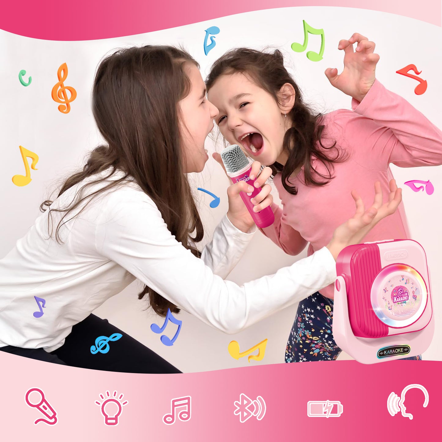 Singing Microphone Toys for Girls 3-6 Years, Kids Microphone Girls Toys 4 5 6 7 8 9 Year Old, Birthday Gifts for Girls Age 3+