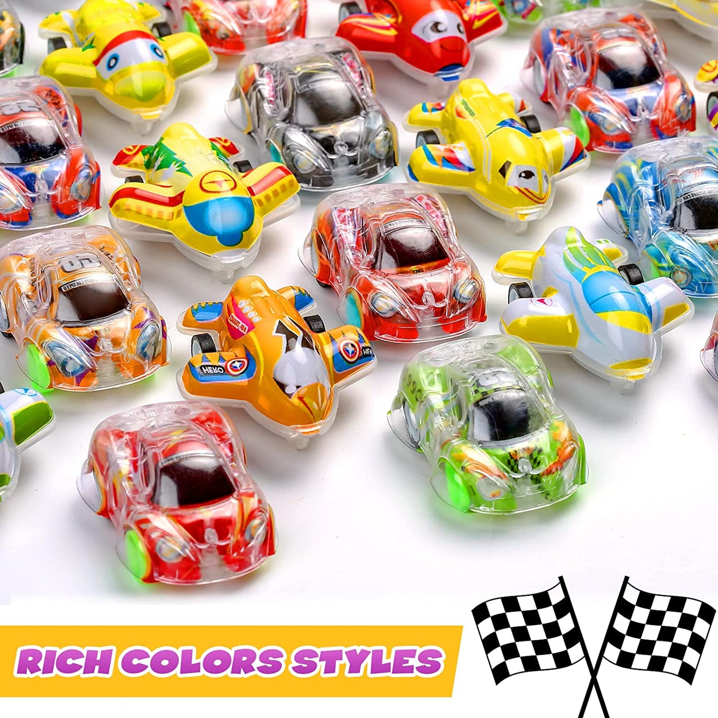 Style-Carry 50 Pcs Toy Cars Mini Pull Back Cars, Party Favors for Kids, Small Racing Car Carnival Prizes Classroom Rewards, Goodie Bag Stuffers Birthday Toys for Kids Girls Boys