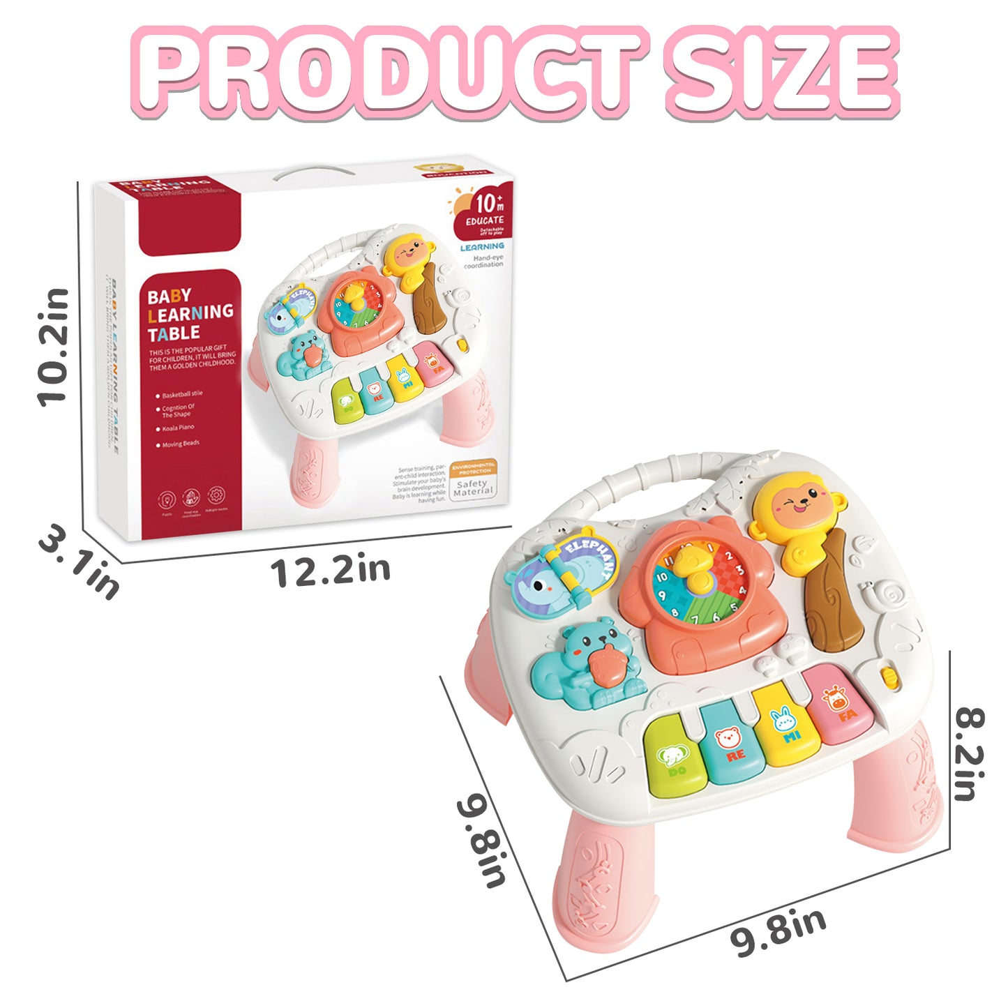 Baby Interactive Activity Table Toys, Learning Toys for 1 2 3 Year Old Girls, Montessori Toys for 1 Year Old, Christmas Birthday Gifts for Girls