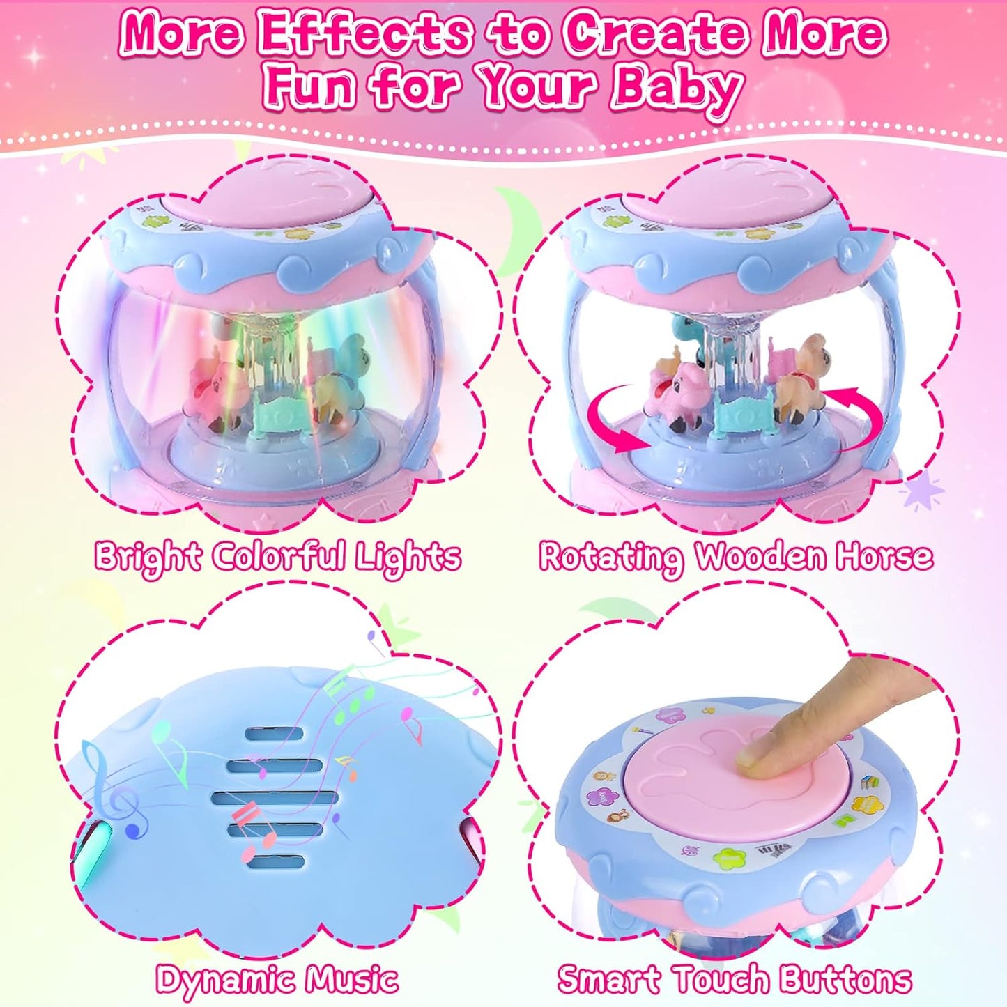 Toddler Toy for 1 Year Old Girl - Rotating Light up Musical Toy - Musical Learning Toys for Baby 6 to 12 Months - Birthday Gifts for Kid 1 2 Years Old