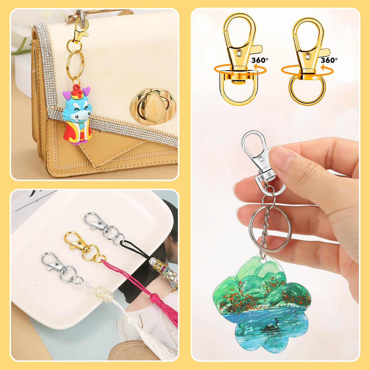 990 Pcs Boxed Metal Keychain and Jewelry Making Kit, Including Hooks, Lobster Clasps, Key Rings and Jump Rings for Craft Supplies (Silver, Gold)